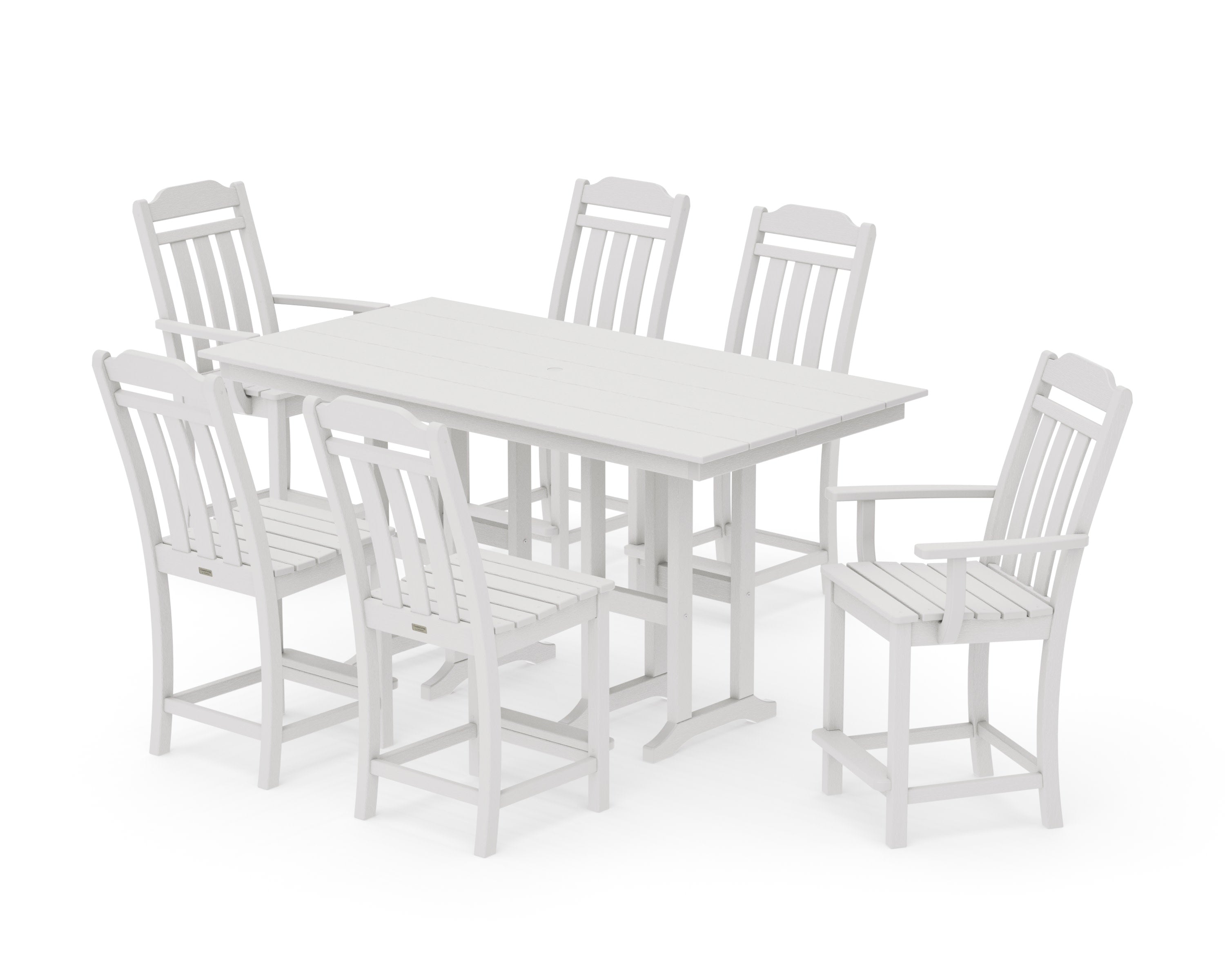 Cottage 7-Piece Farmhouse Counter Set in Vintage White