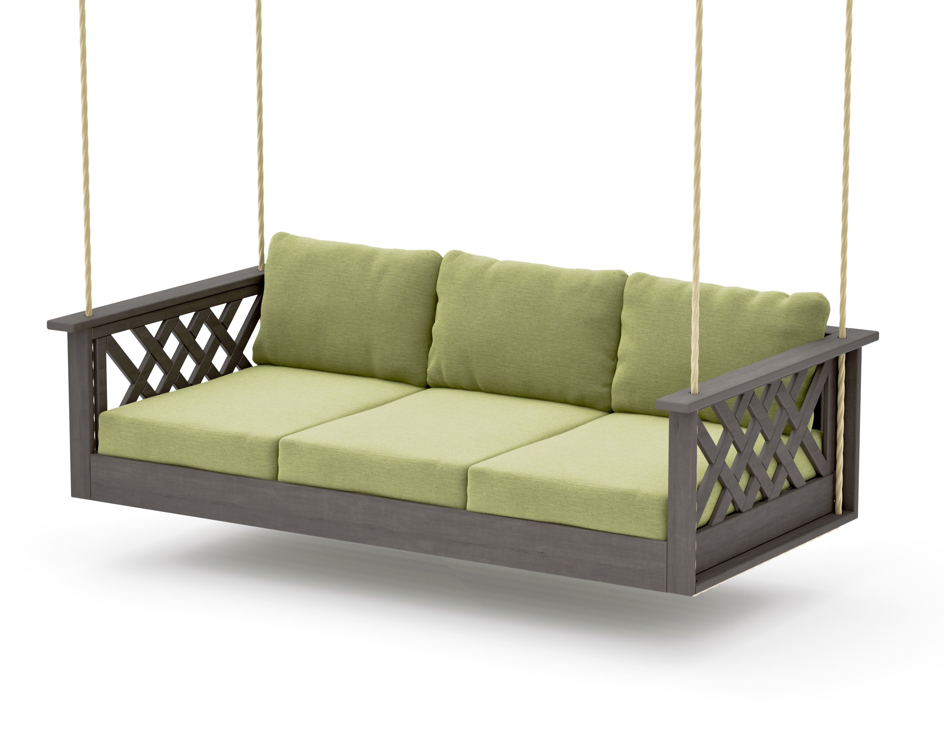 Wovendale Daybed Swing in Driftwood / Chartreuse Boucle