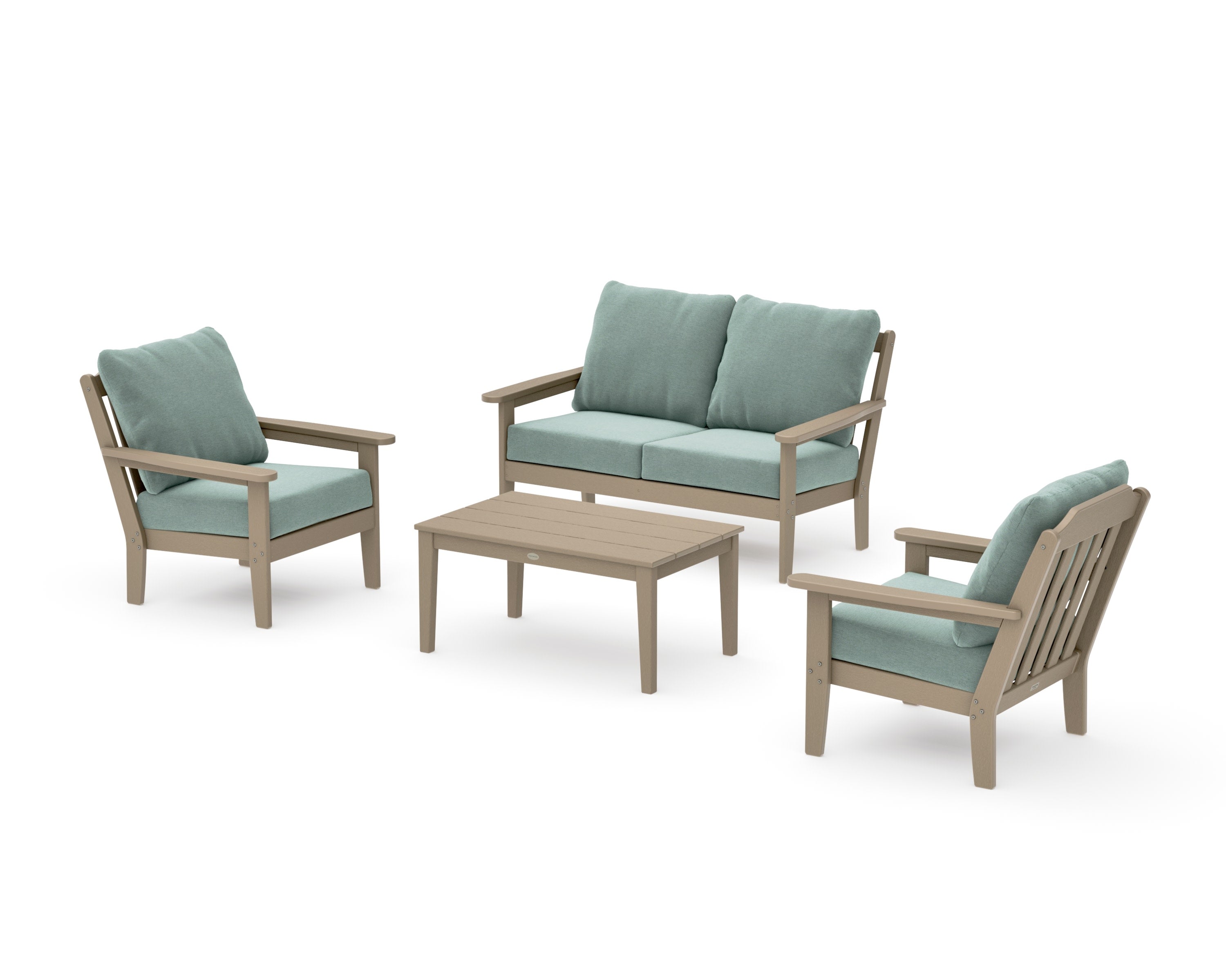 Cottage 4-Piece Deep Seating Set with Loveseat in Vintage Sahara / Glacier Spa