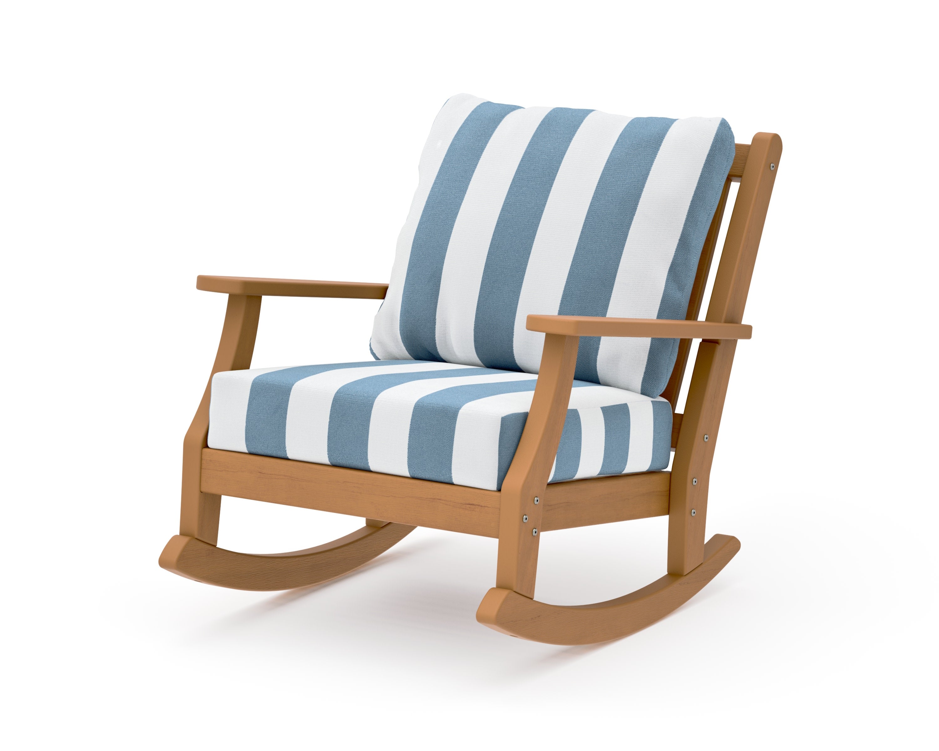 Wovendale Deep Seating Rocking Chair in Natural / Cabana Stripe Sky Blue