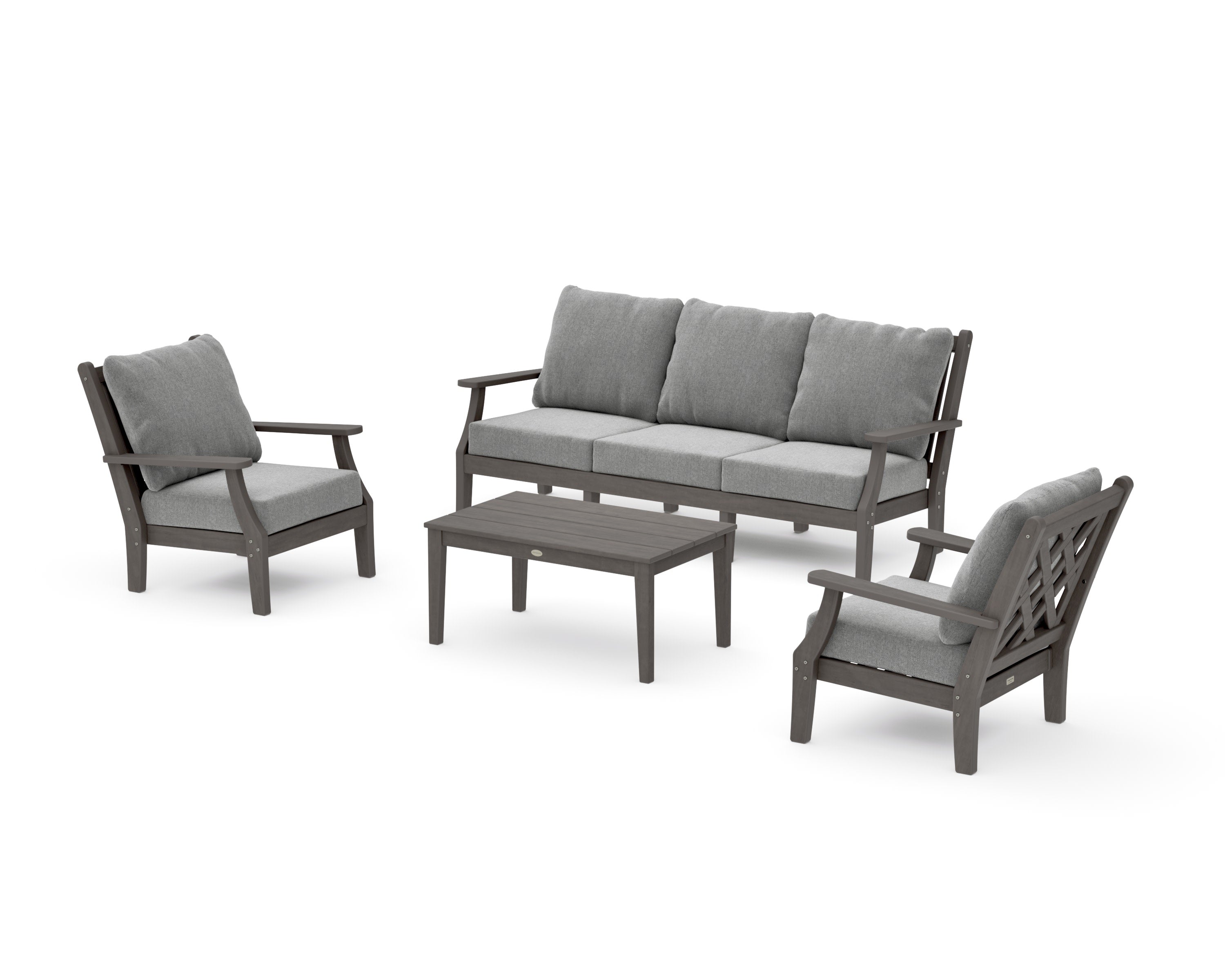 Wovendale 4-Piece Deep Seating Set with Sofa in Driftwood / Grey Mist