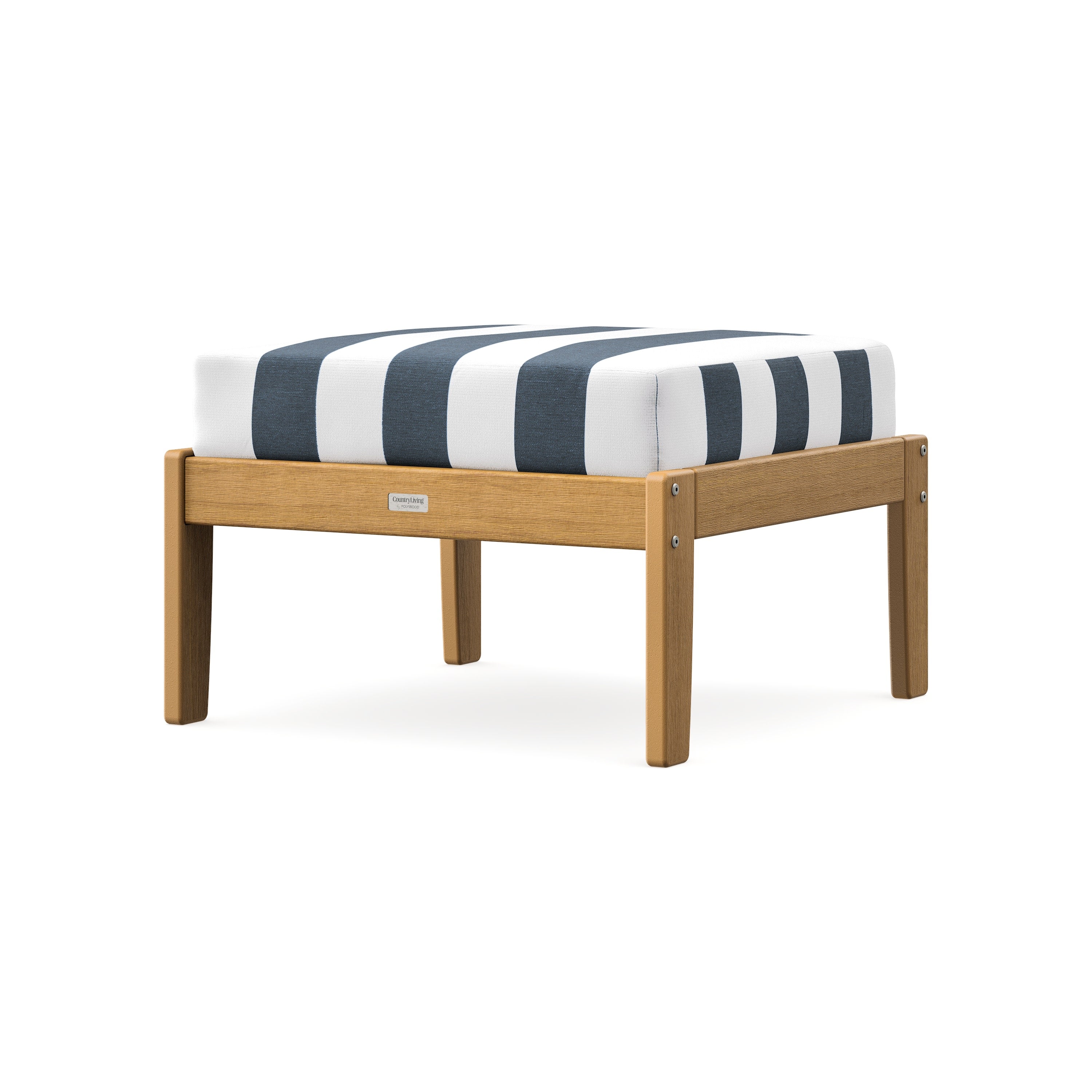 Cottage Deep Seating Ottoman in Natural / Cabana Stripe Marine Indigo