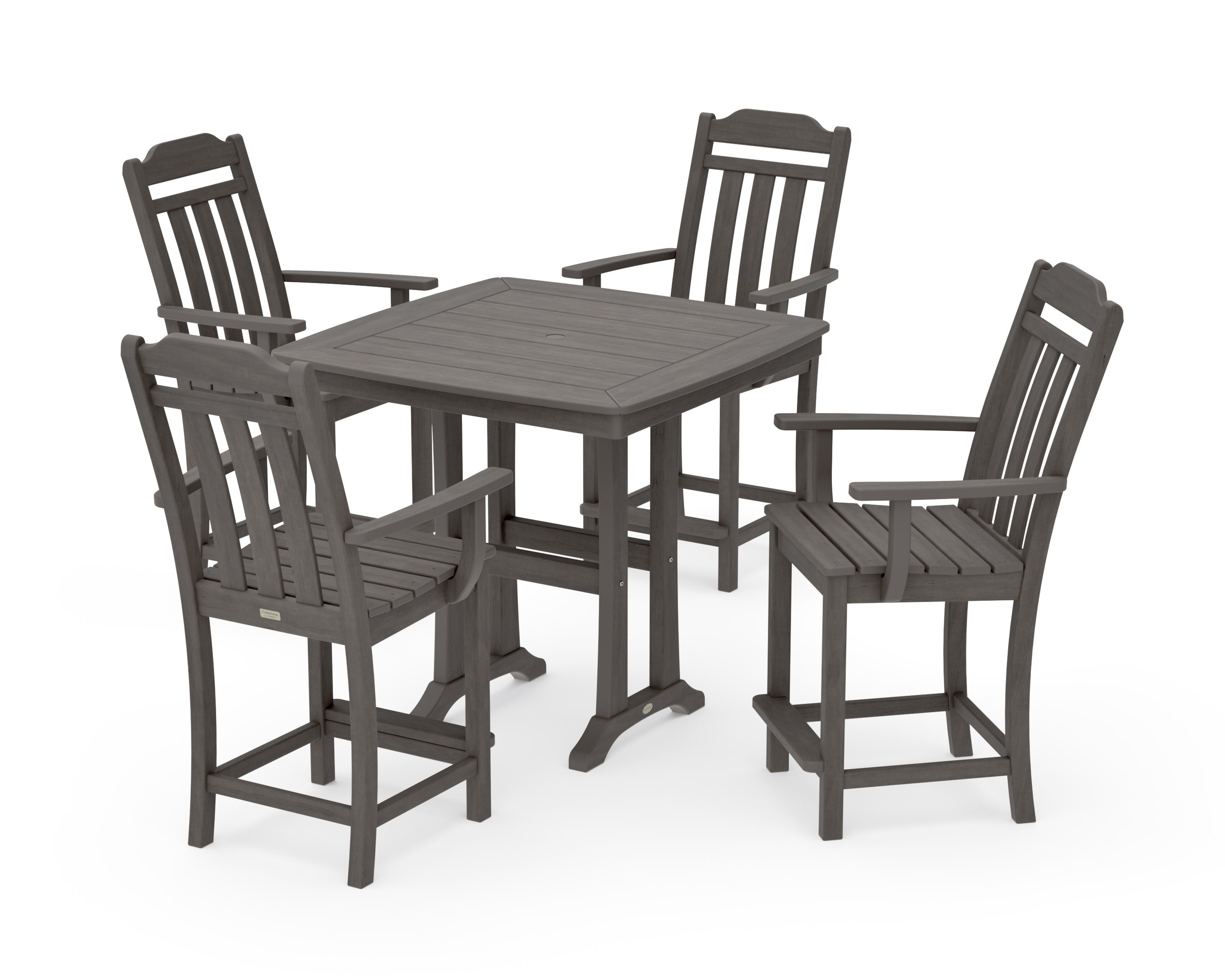 Cottage 5-Piece Counter Set with Trestle Legs in Driftwood