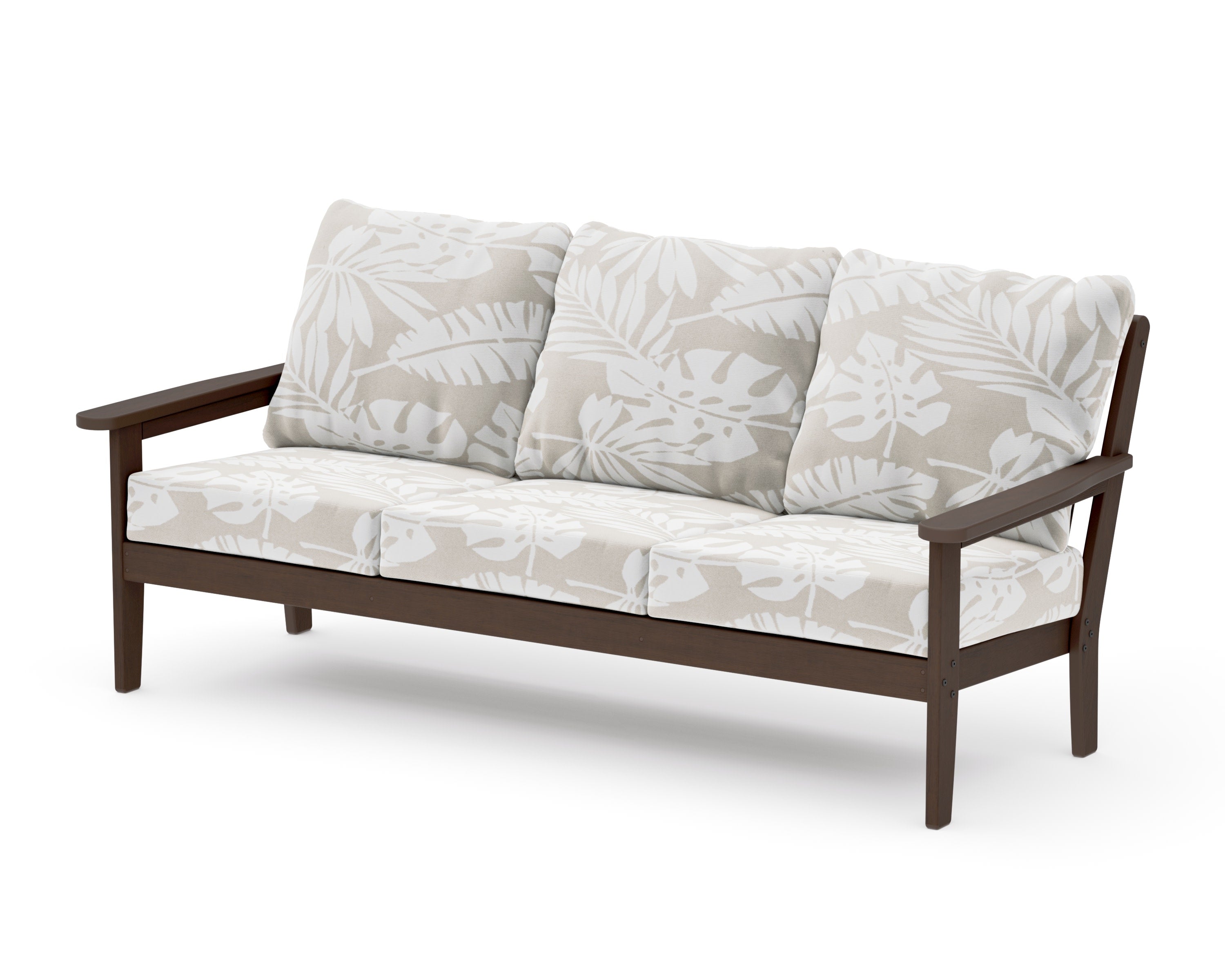 Cottage Deep Seating Sofa in Kona / Leaf Dune Burlap
