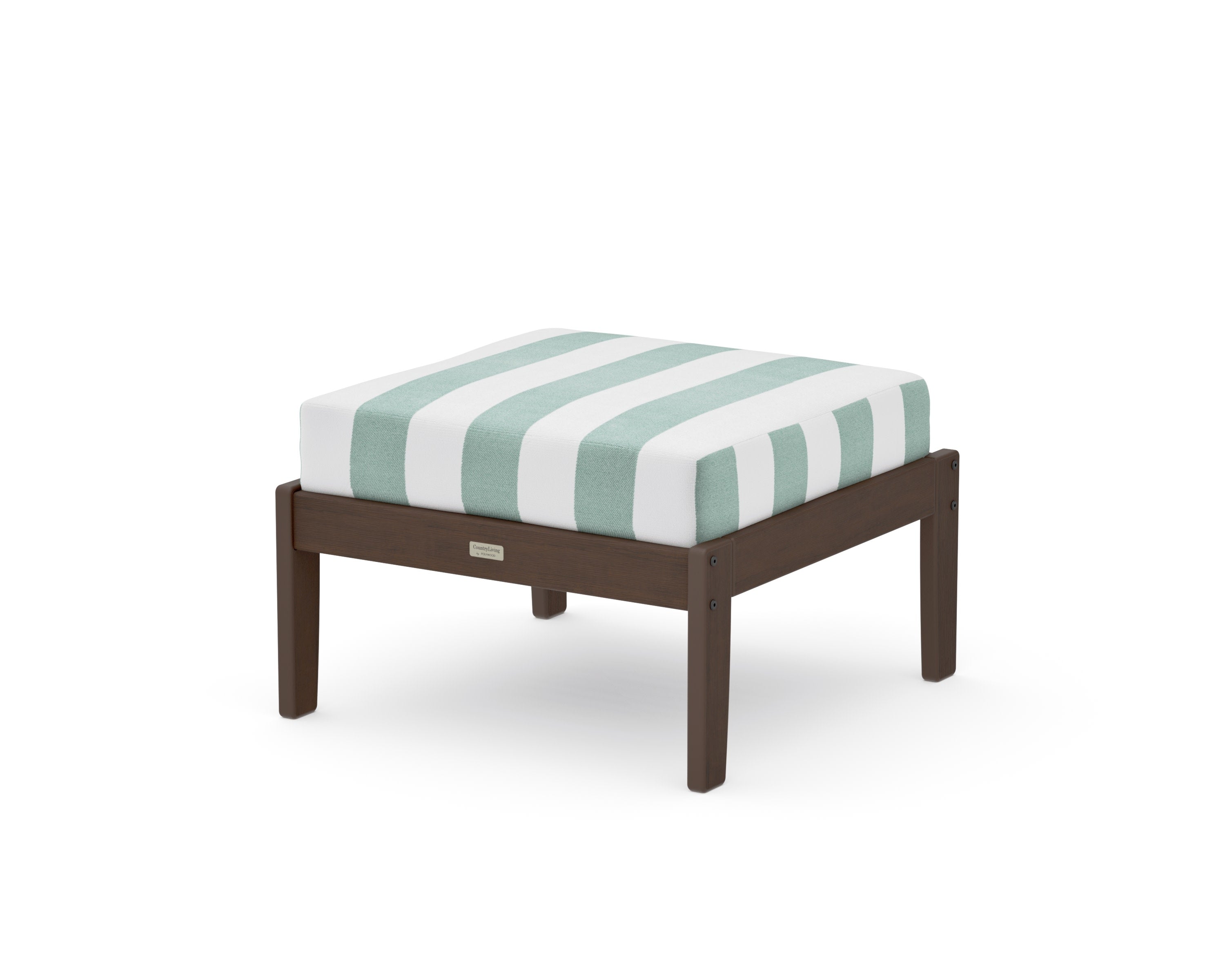 Cottage Deep Seating Ottoman in Kona / Cabana Stripe Glacier Spa