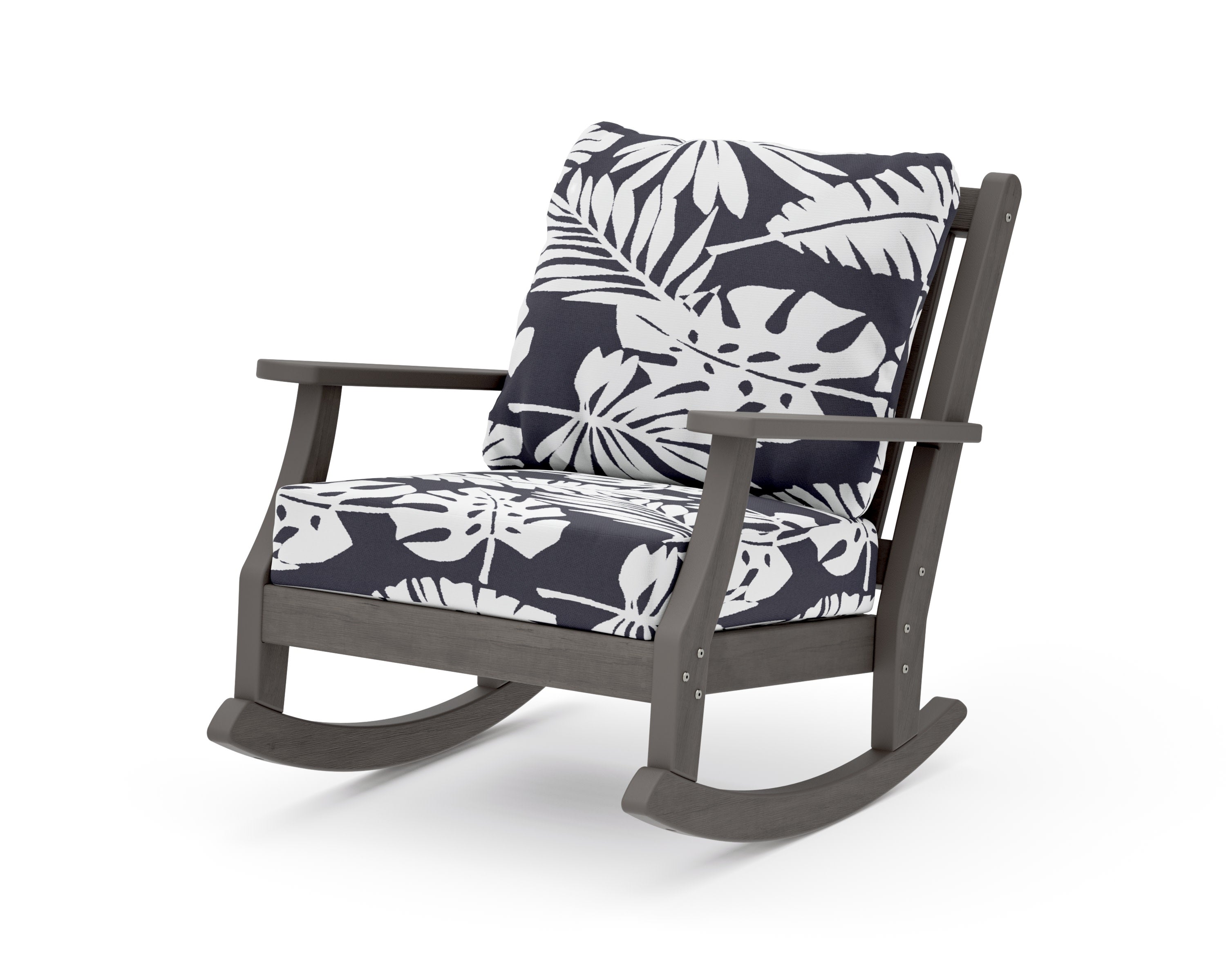 Wovendale Deep Seating Rocking Chair in Driftwood / Leaf Navy