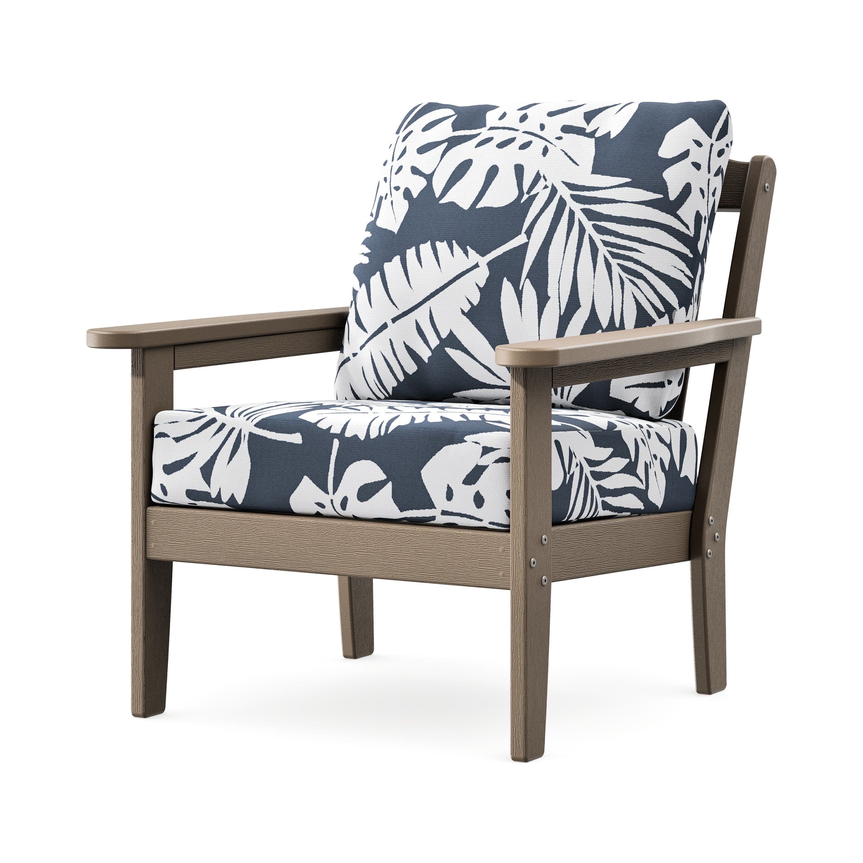 Cottage Deep Seating Chair in Vintage Sahara / Leaf Marine Indigo