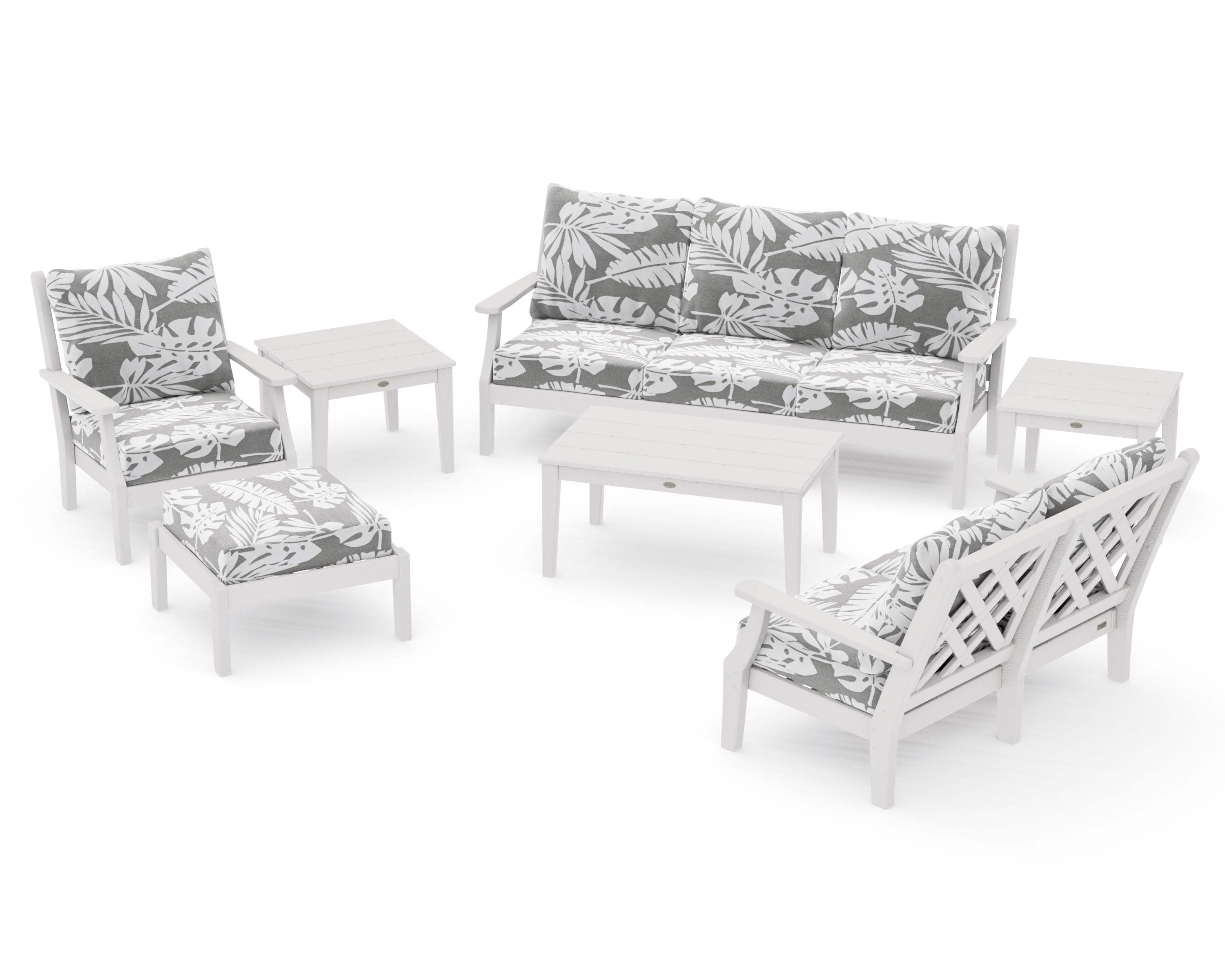 Wovendale 7-Piece Deep Seating Set in Vintage White / Leaf Grey Mist