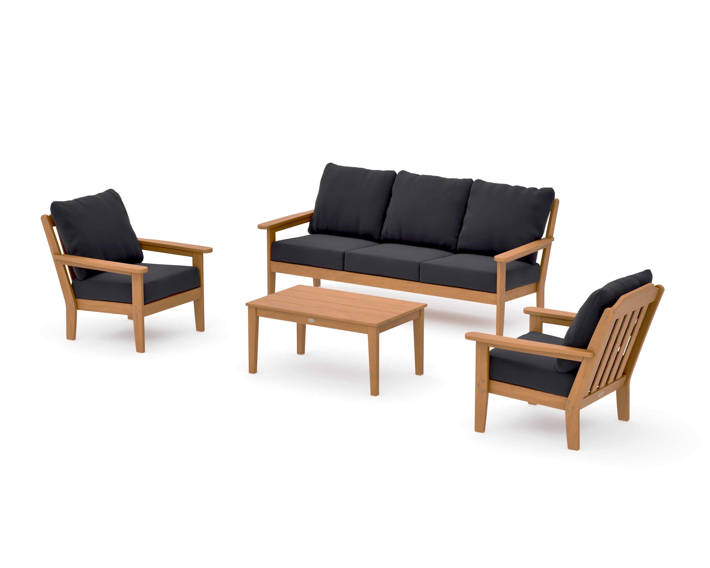 Cottage 4-Piece Deep Seating Set with Sofa in Natural / Midnight Linen