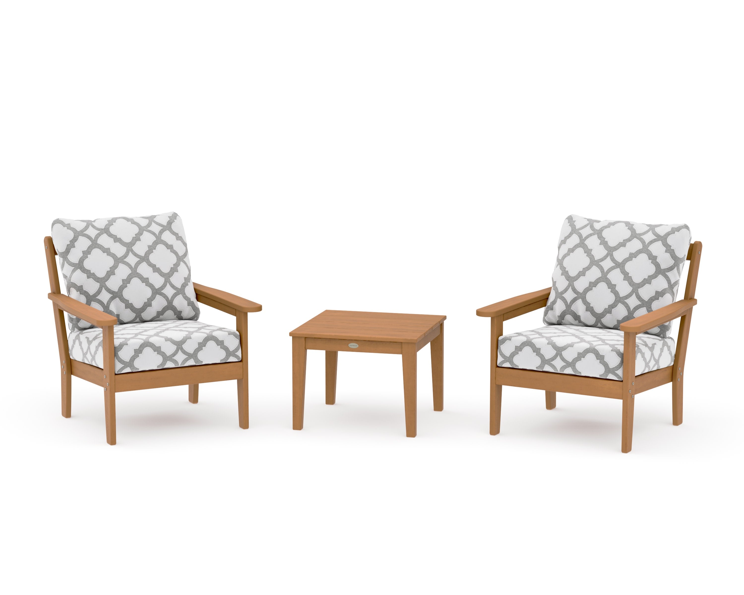 Cottage 3-Piece Deep Seating Set in Natural / Trellis Grey Mist