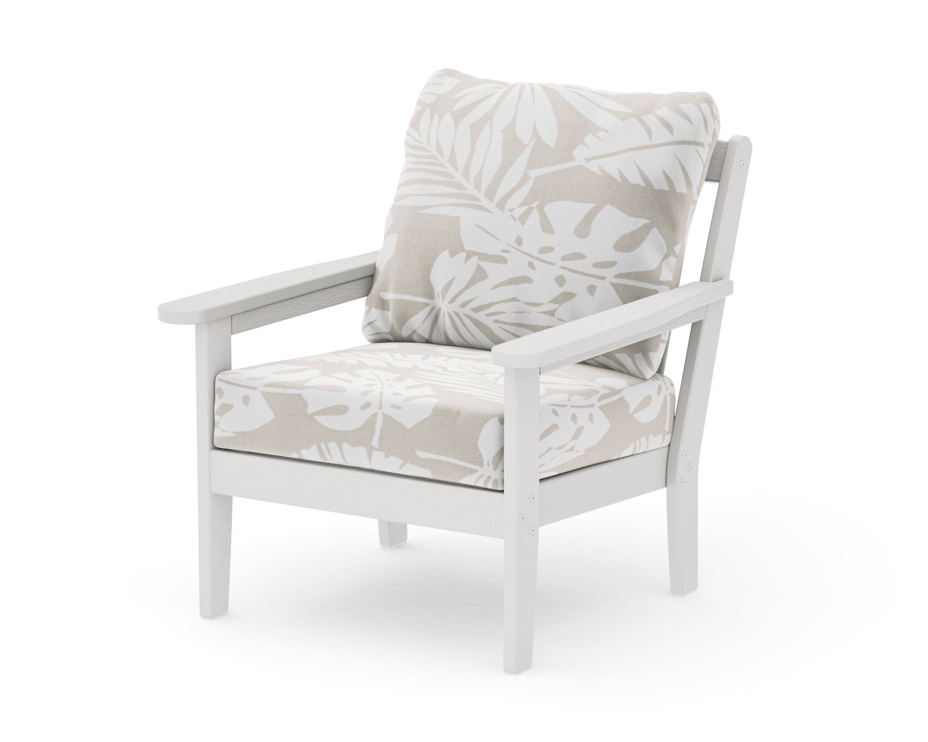 Cottage Deep Seating Chair in Vintage White / Leaf Dune Burlap
