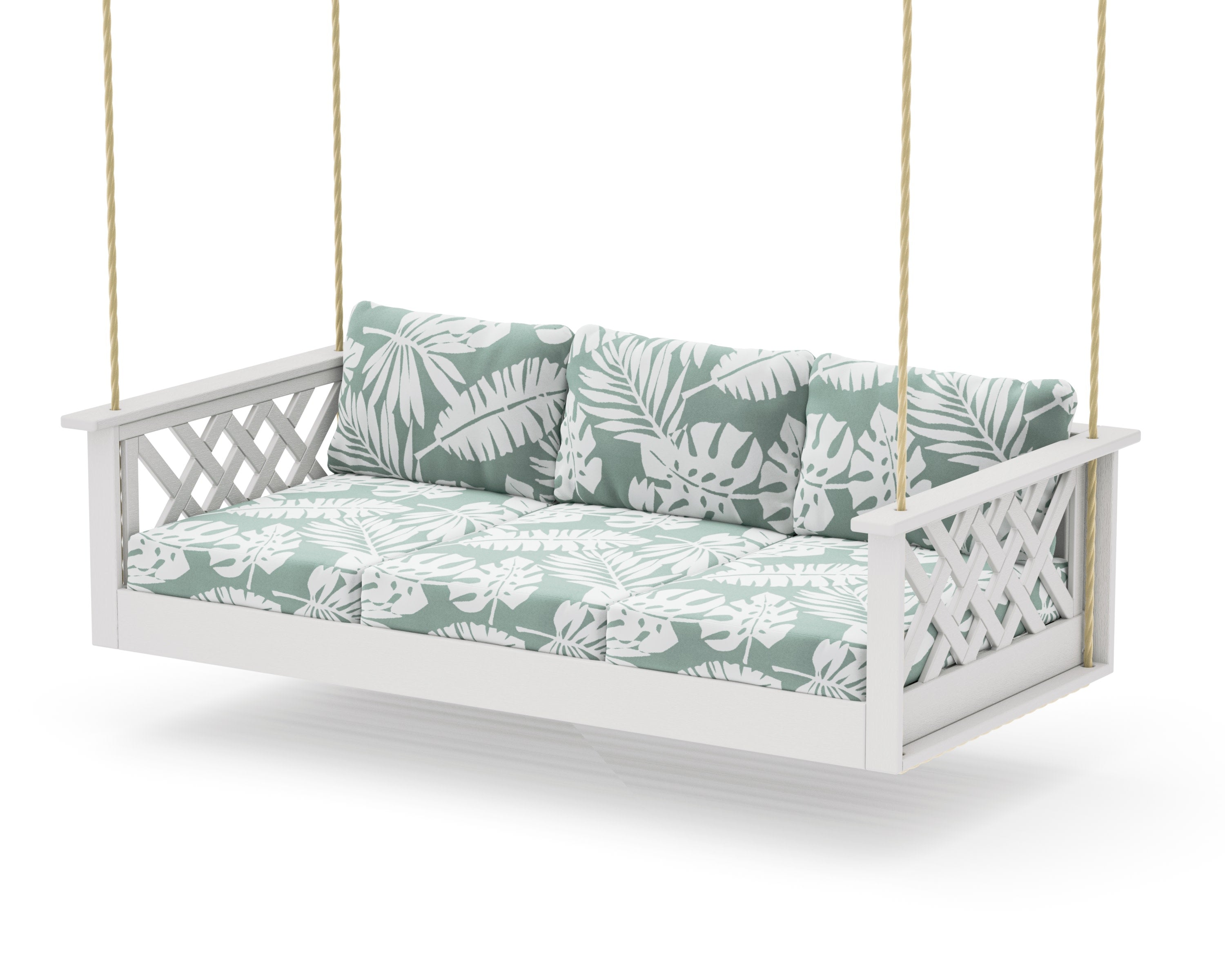 Wovendale Daybed Swing in Vintage White / Leaf Glacier Spa