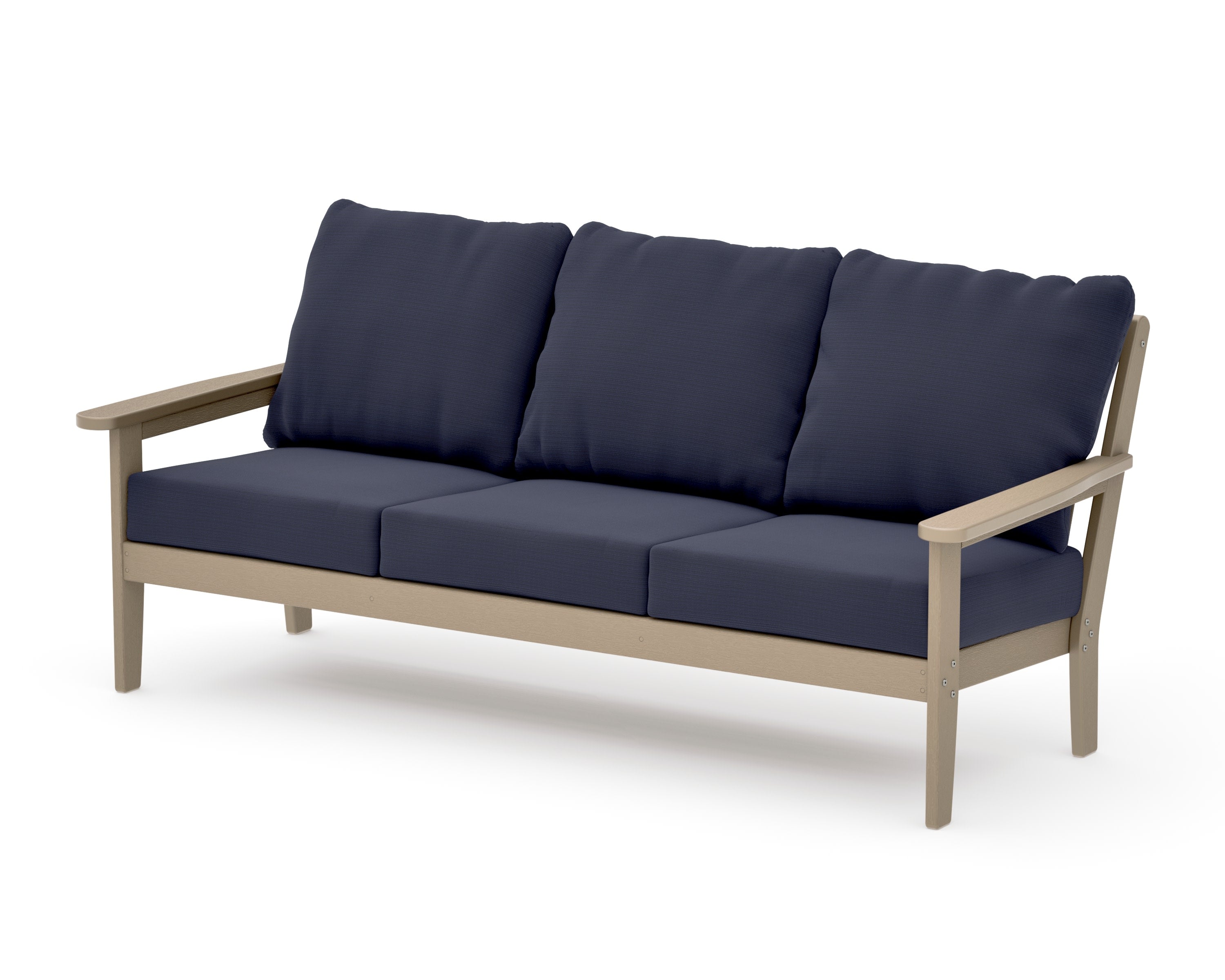Cottage Deep Seating Sofa in Vintage Sahara / Navy Linen