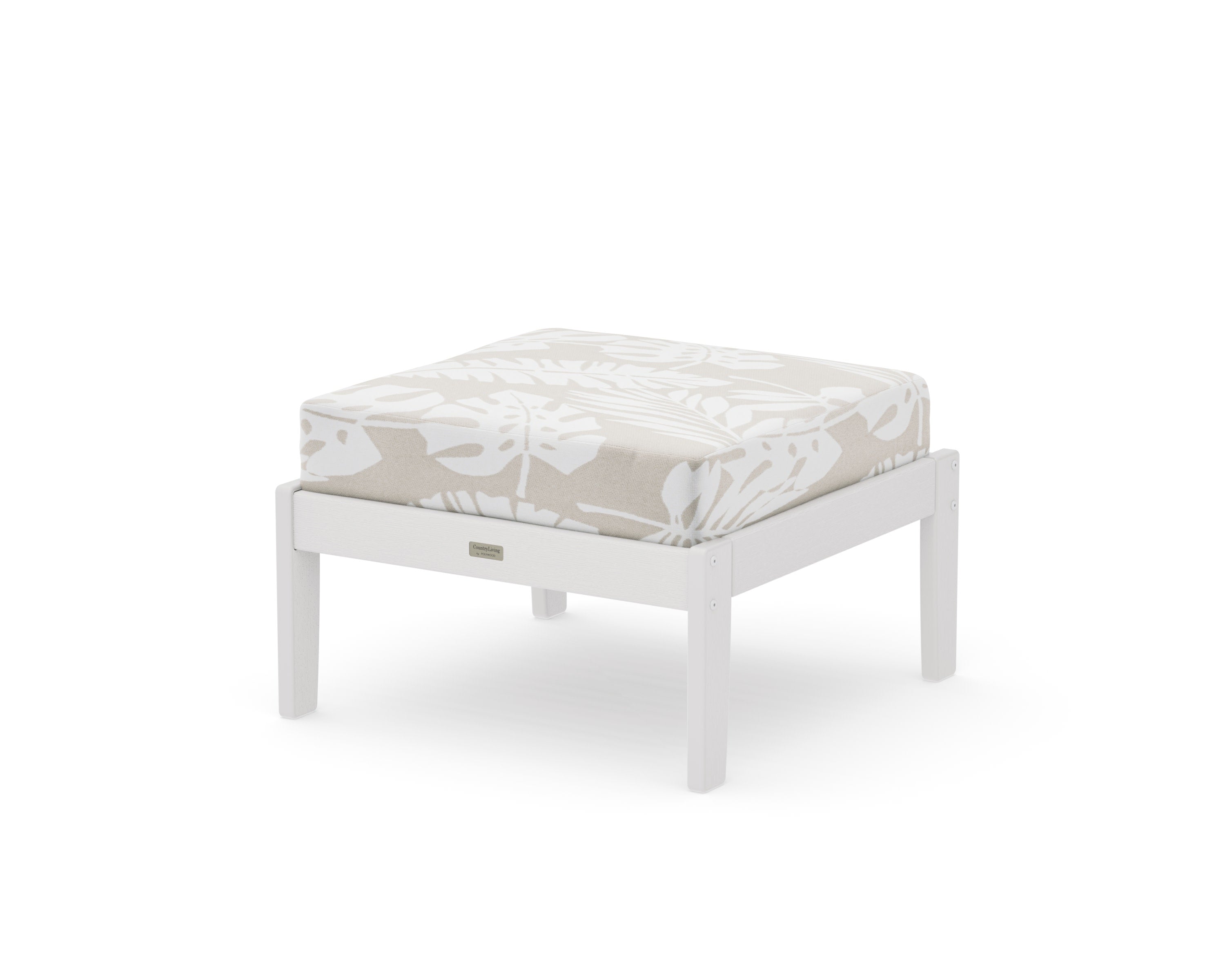 Cottage Deep Seating Ottoman in Vintage White / Leaf Dune Burlap
