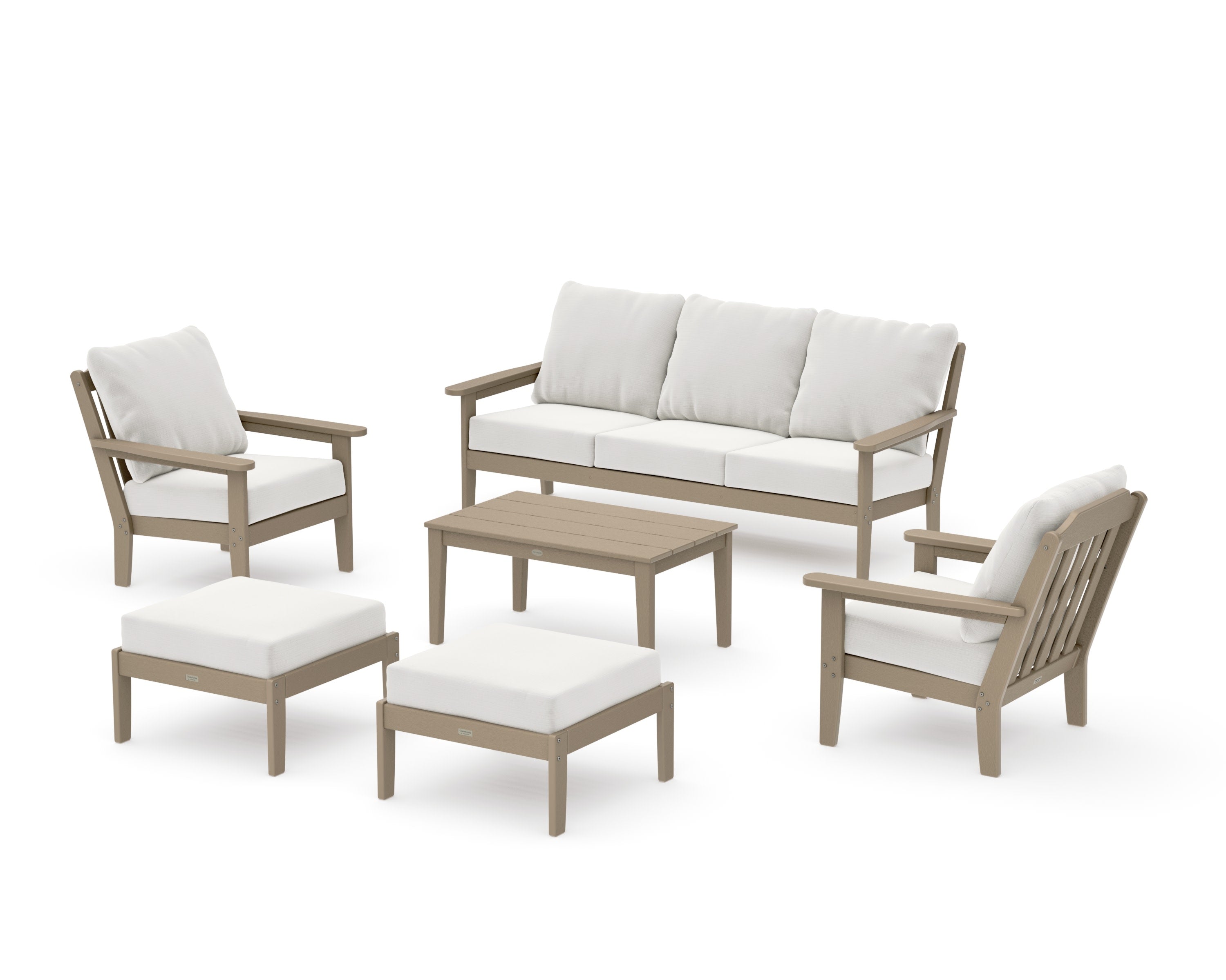 Cottage 6-Piece Lounge Sofa Set in Vintage Sahara / Natural Linen