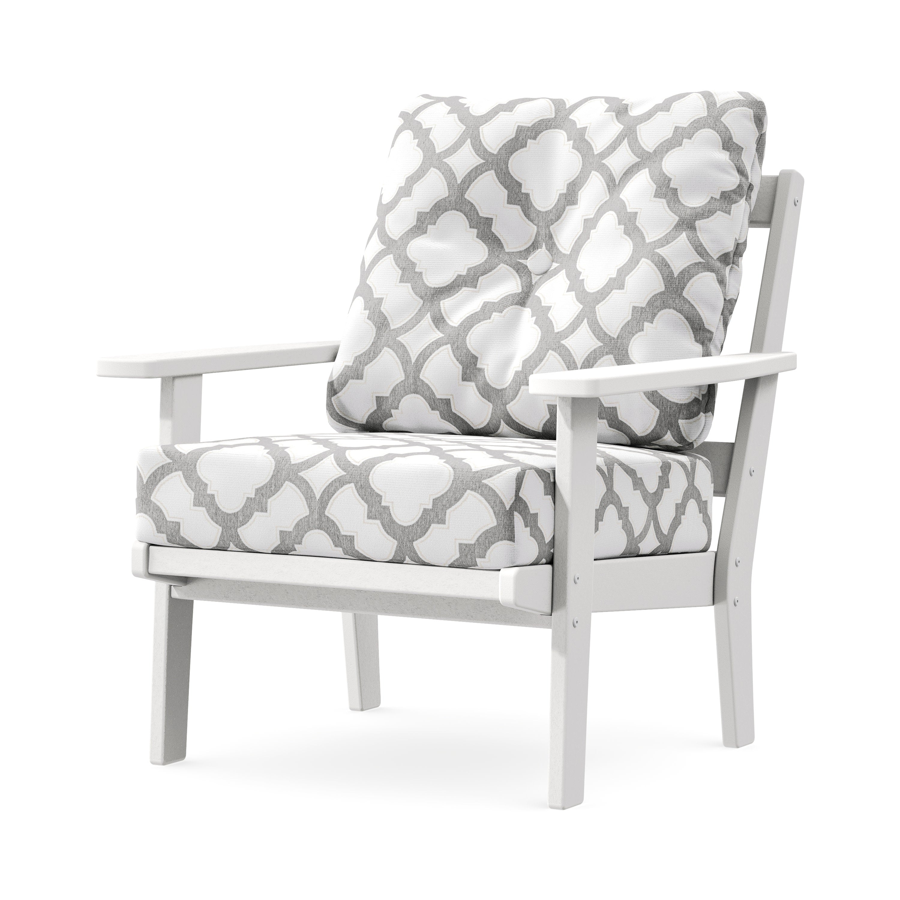 Prairie Deep Seating Chair in White / Trellis Grey Mist