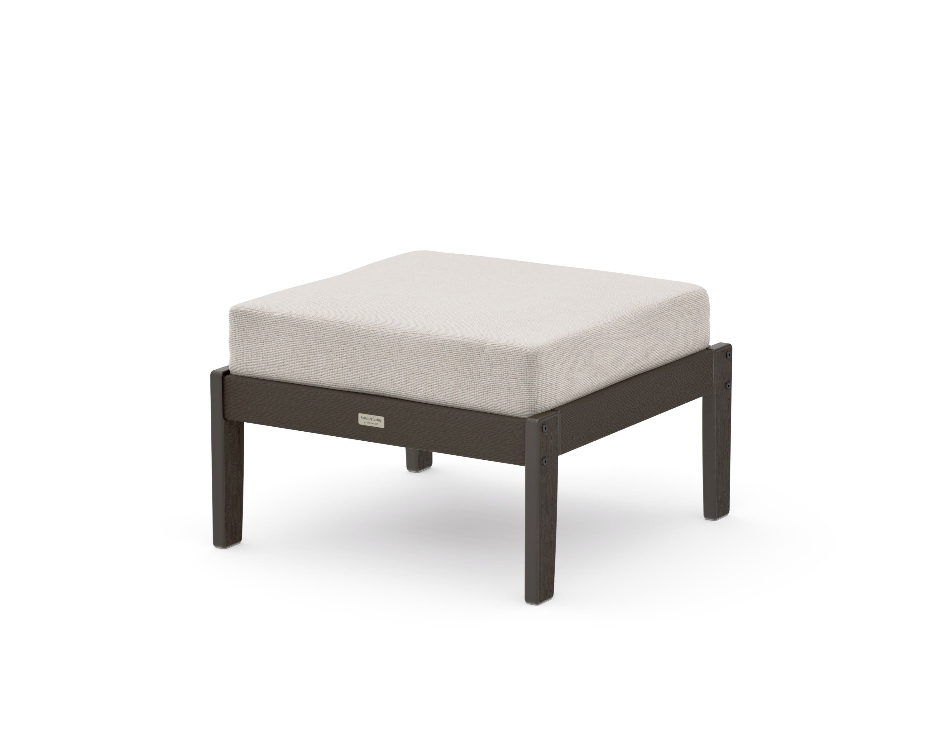 Cottage Deep Seating Ottoman in Vintage Coffee / Dune Burlap
