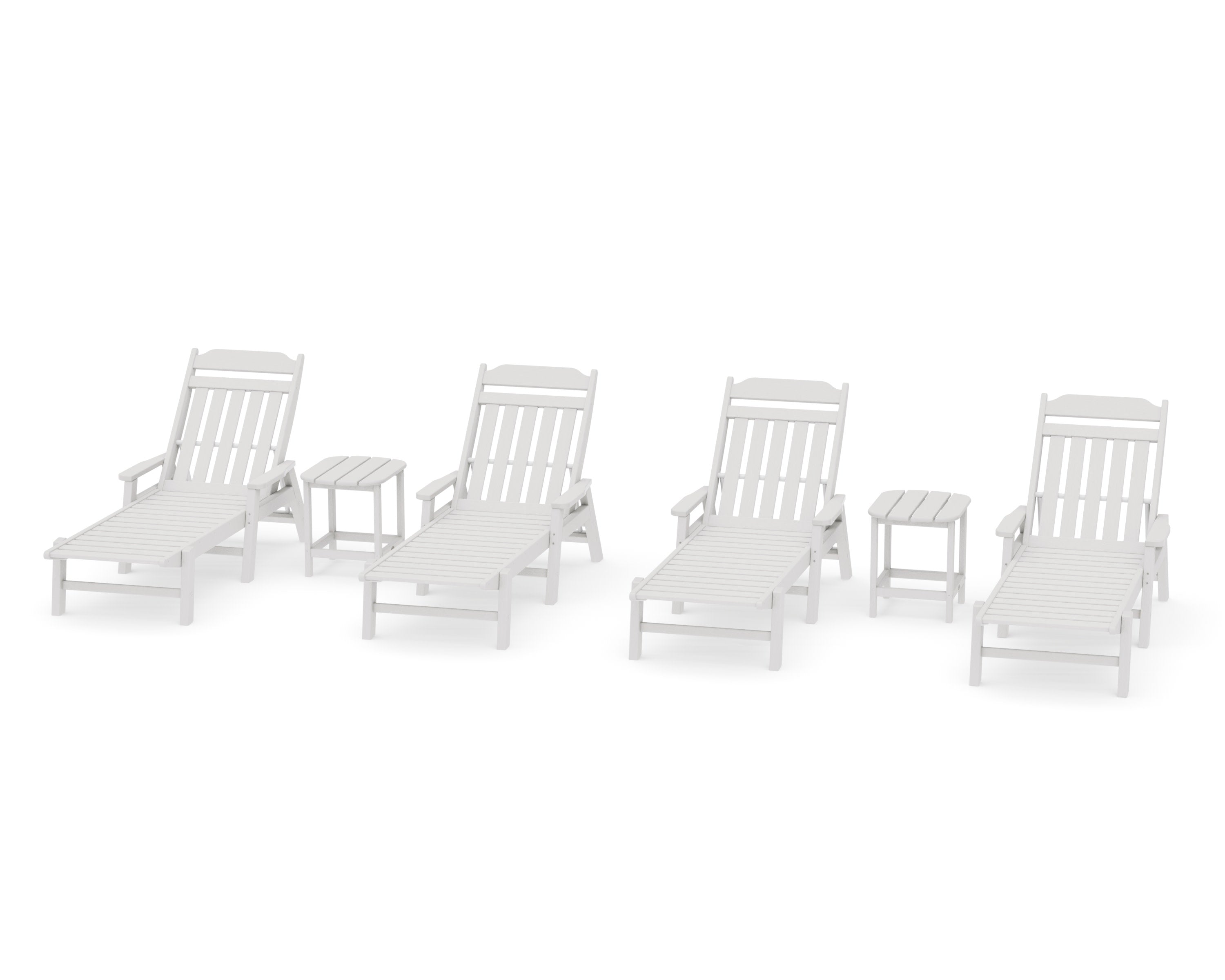 Cottage 6-Piece Chaise Set with Arms in Vintage White