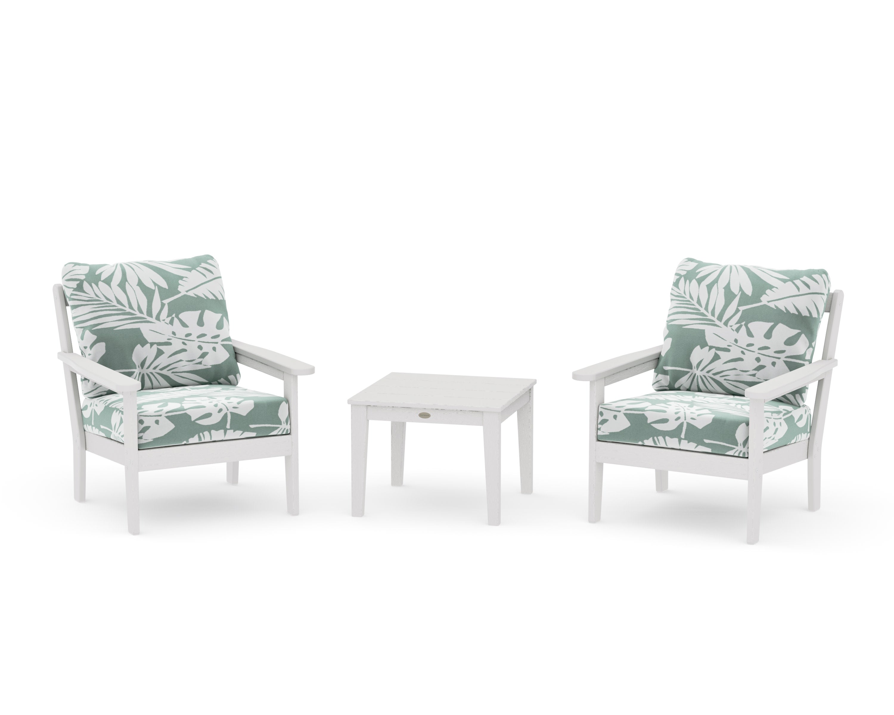 Cottage 3-Piece Deep Seating Set in Vintage White / Leaf Glacier Spa