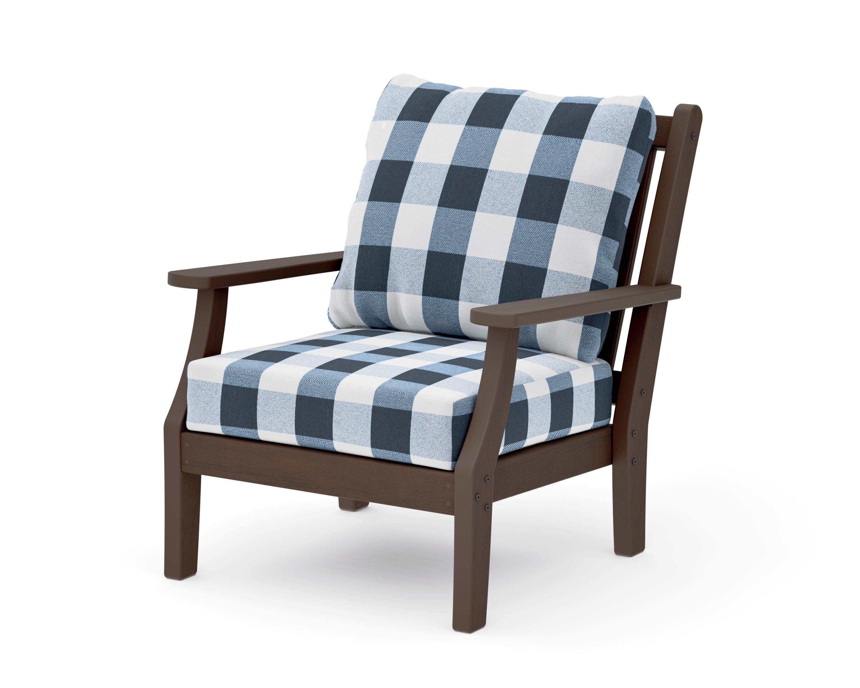 Wovendale Deep Seating Chair in Kona / Buffalo Plaid Marine Indigo