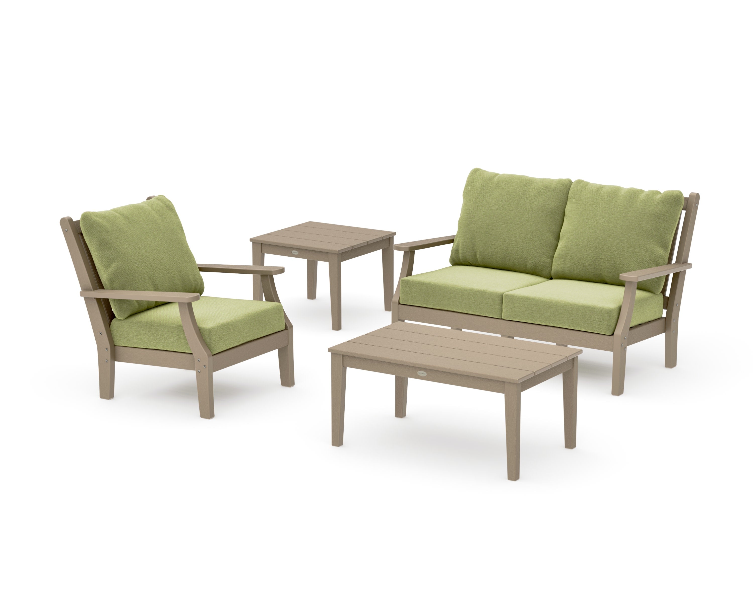 Wovendale 4-Piece Deep Seating Set in Vintage Sahara / Chartreuse Boucle