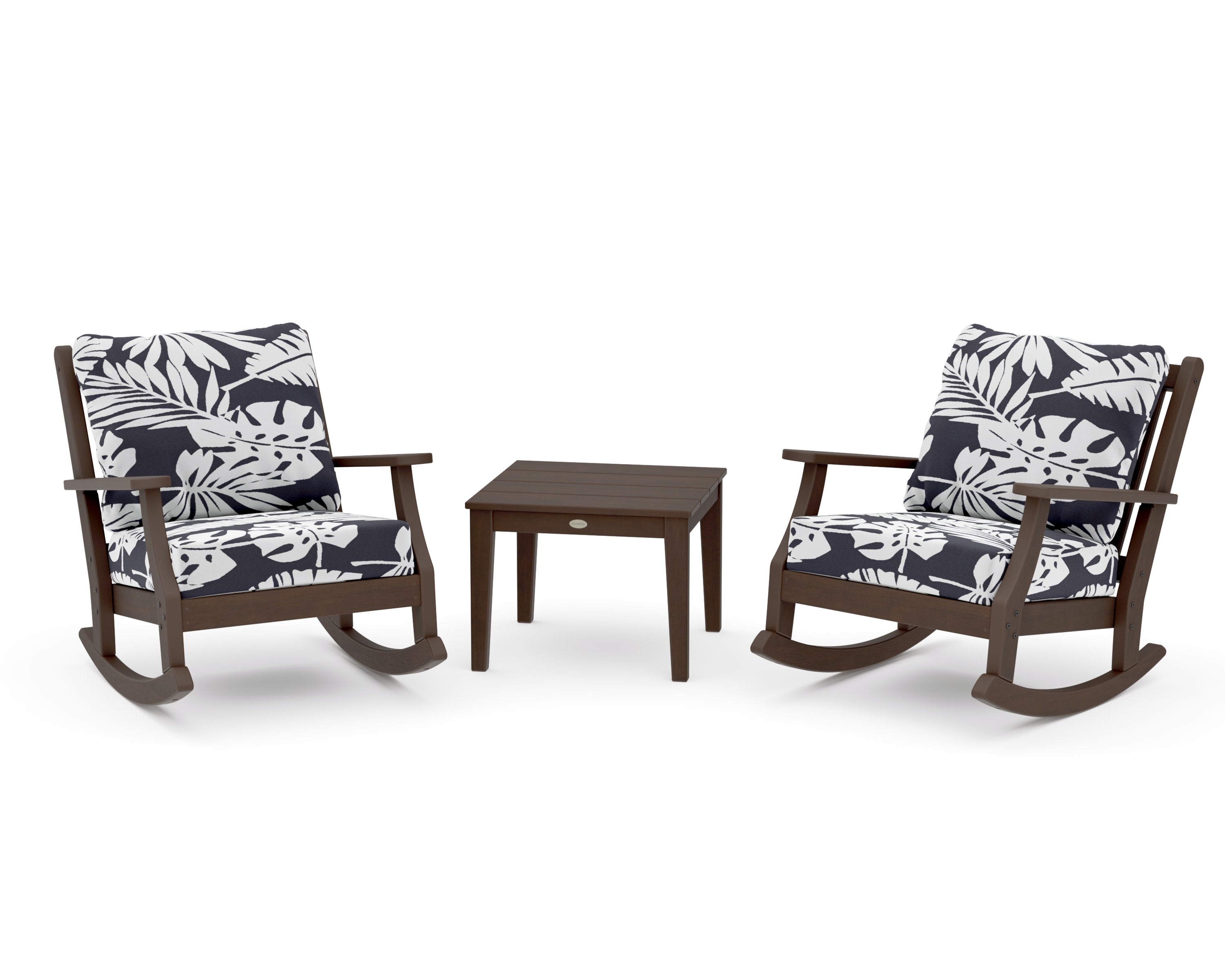 Wovendale 3-Piece Deep Seating Rocker Set in Kona / Leaf Navy