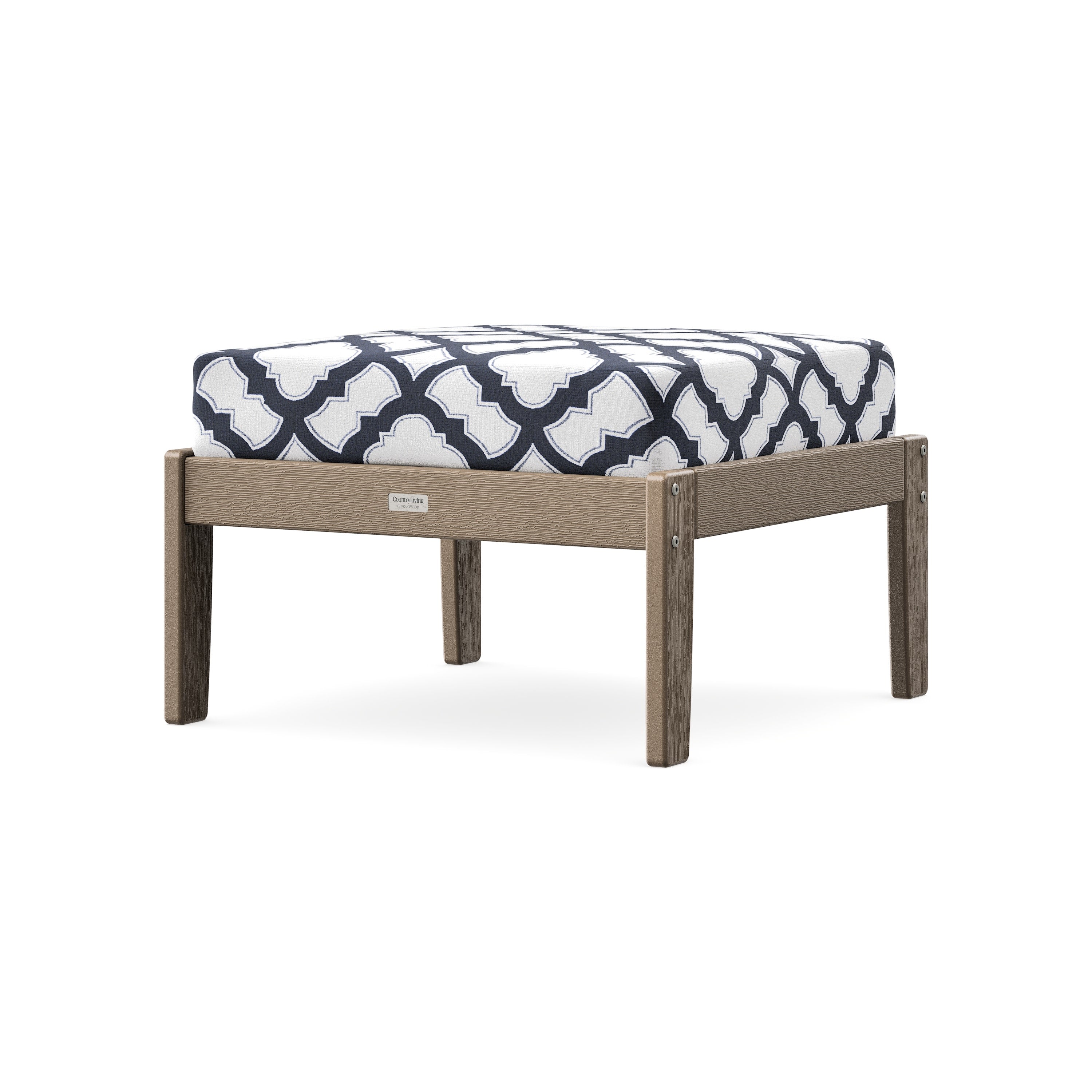 Cottage Deep Seating Ottoman in Vintage Sahara / Trellis Navy