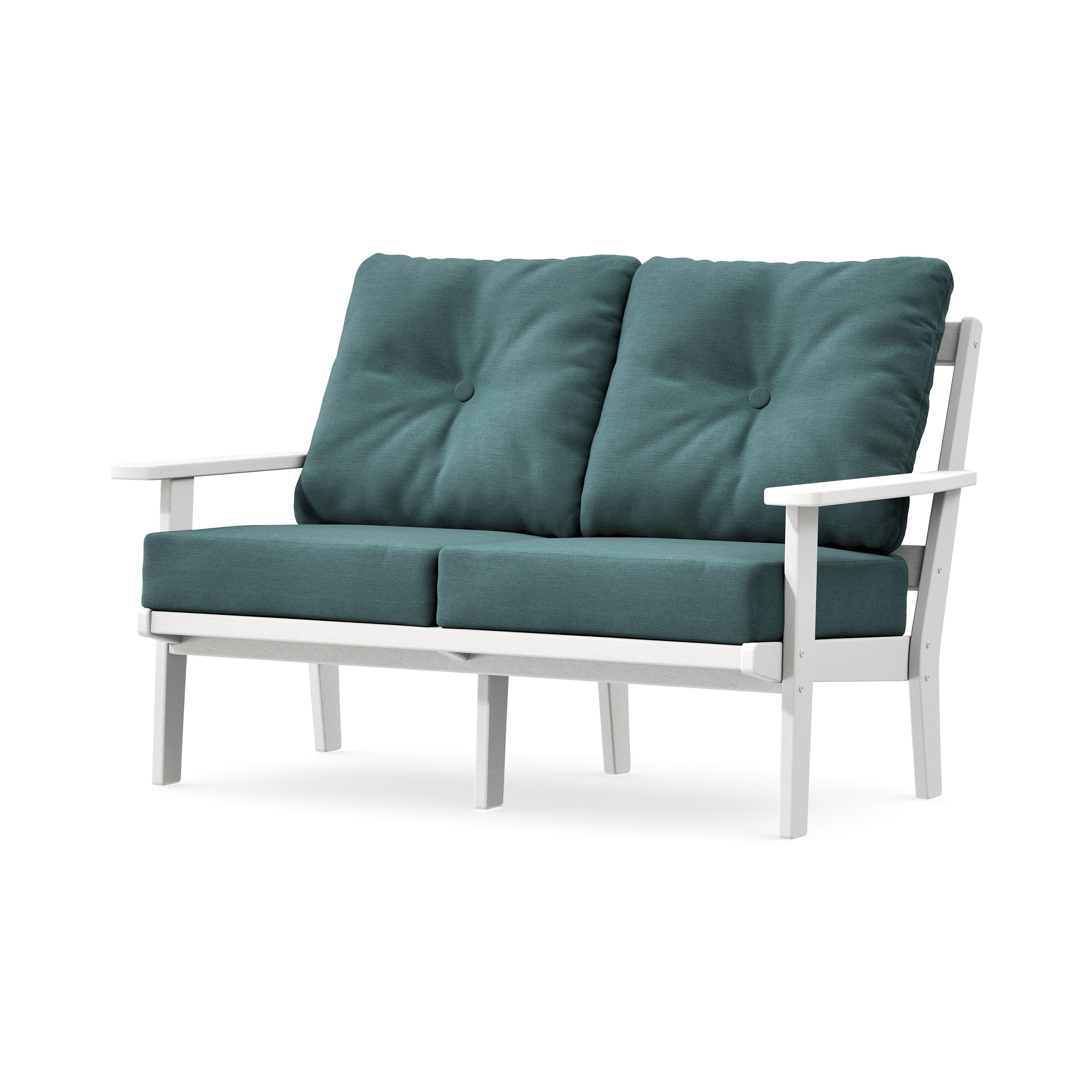 Prairie Deep SeatingLoveseat in White / Ocean Teal