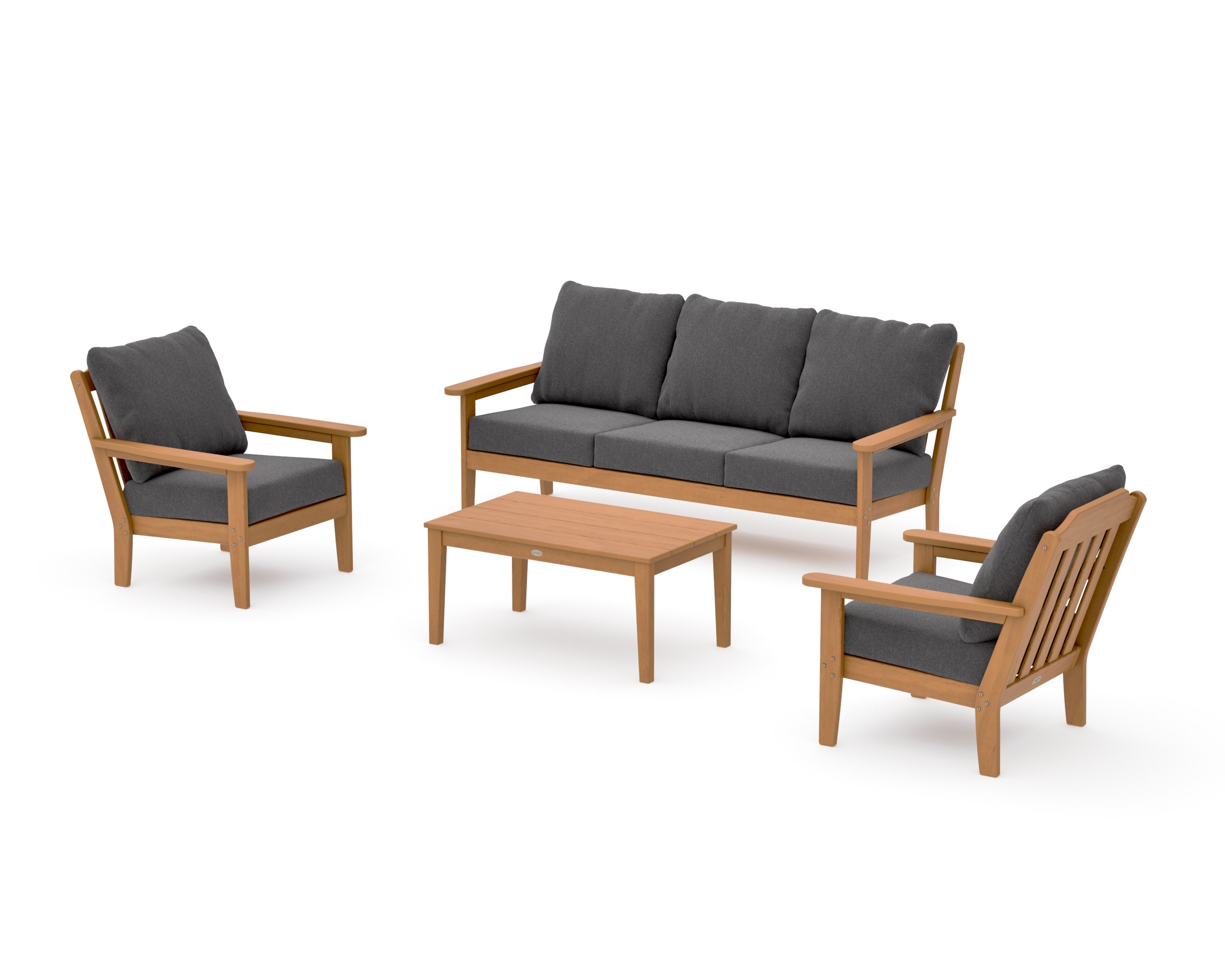 Cottage 4-Piece Deep Seating Set with Sofa in Natural / Ash Charcoal