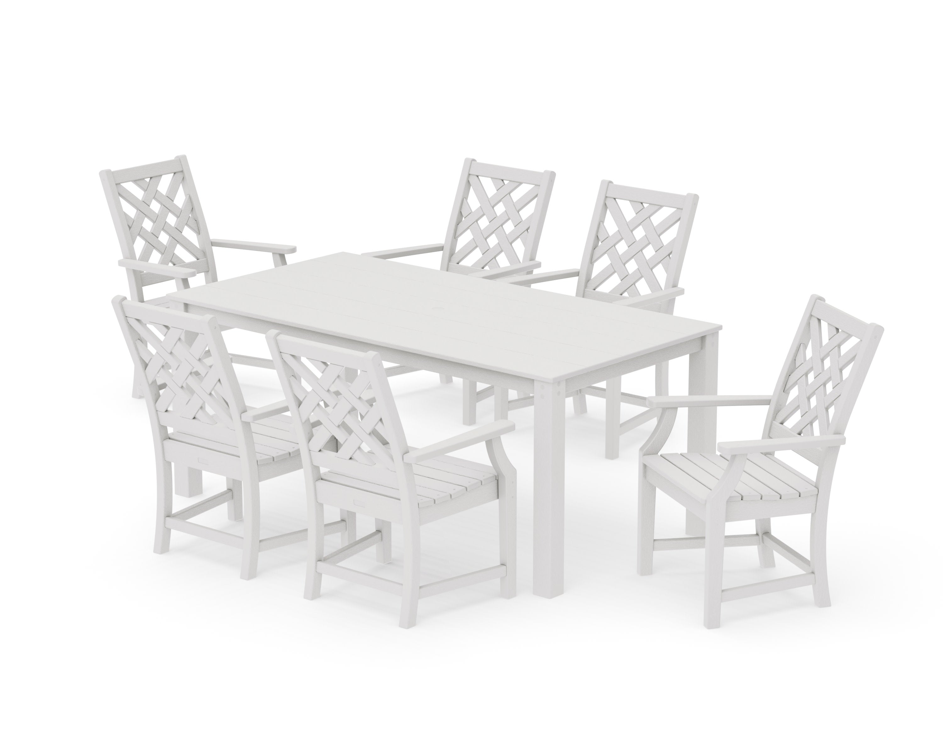 Wovendale Arm Chair 7-Piece Parsons Dining Set in Vintage White