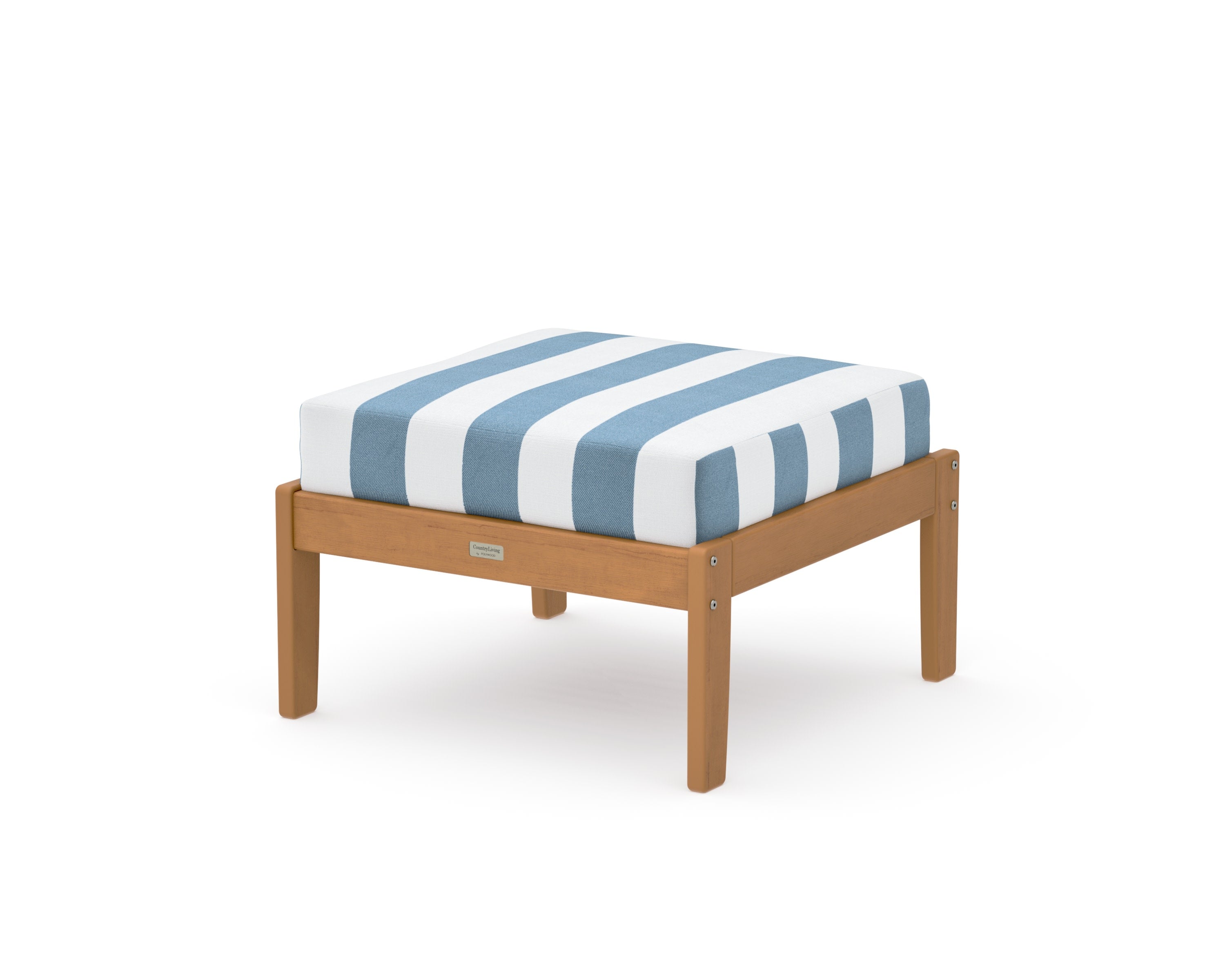 Cottage Deep Seating Ottoman in Natural / Cabana Stripe Sky Blue