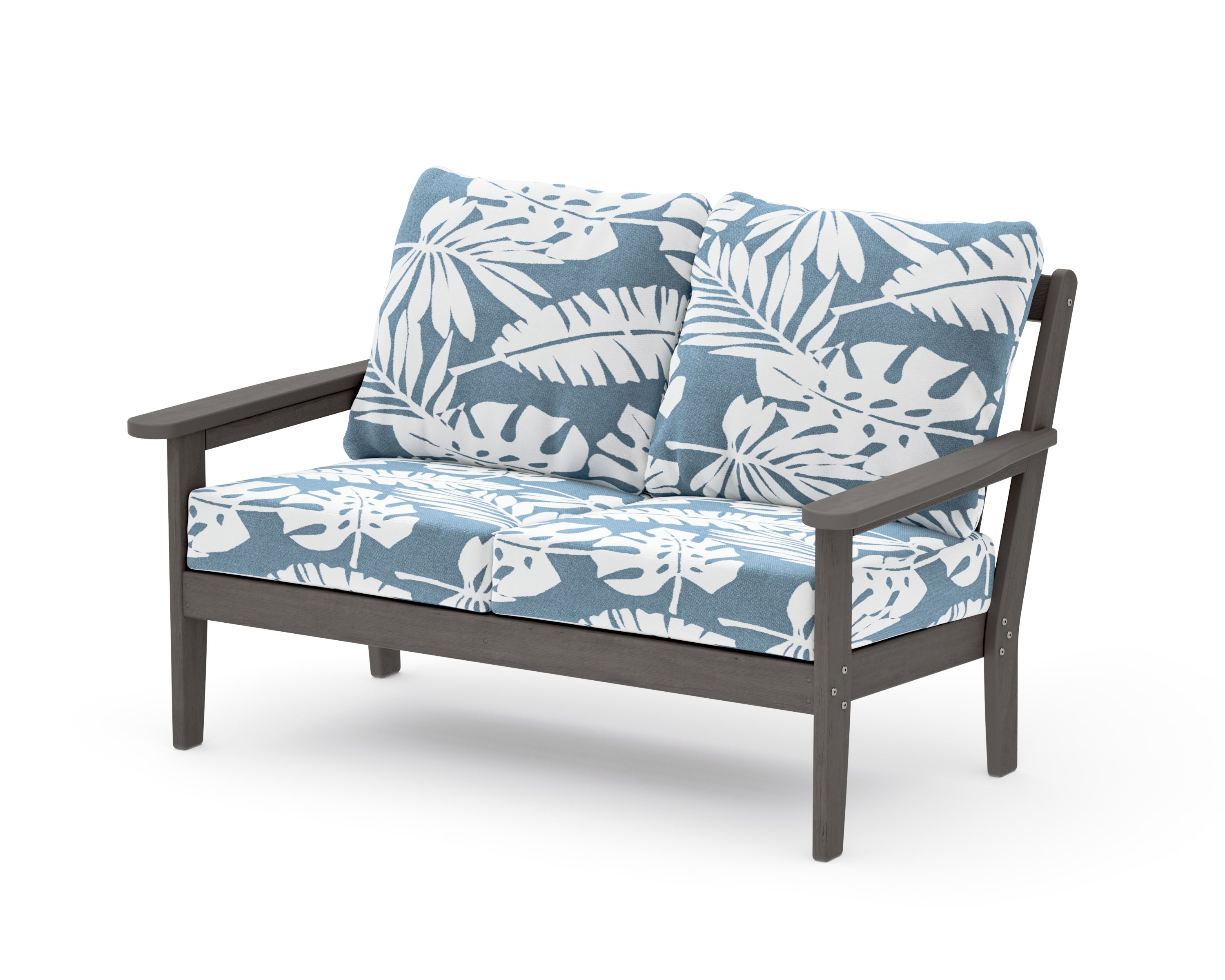 Cottage Deep Seating Loveseat in Driftwood / Leaf Sky Blue