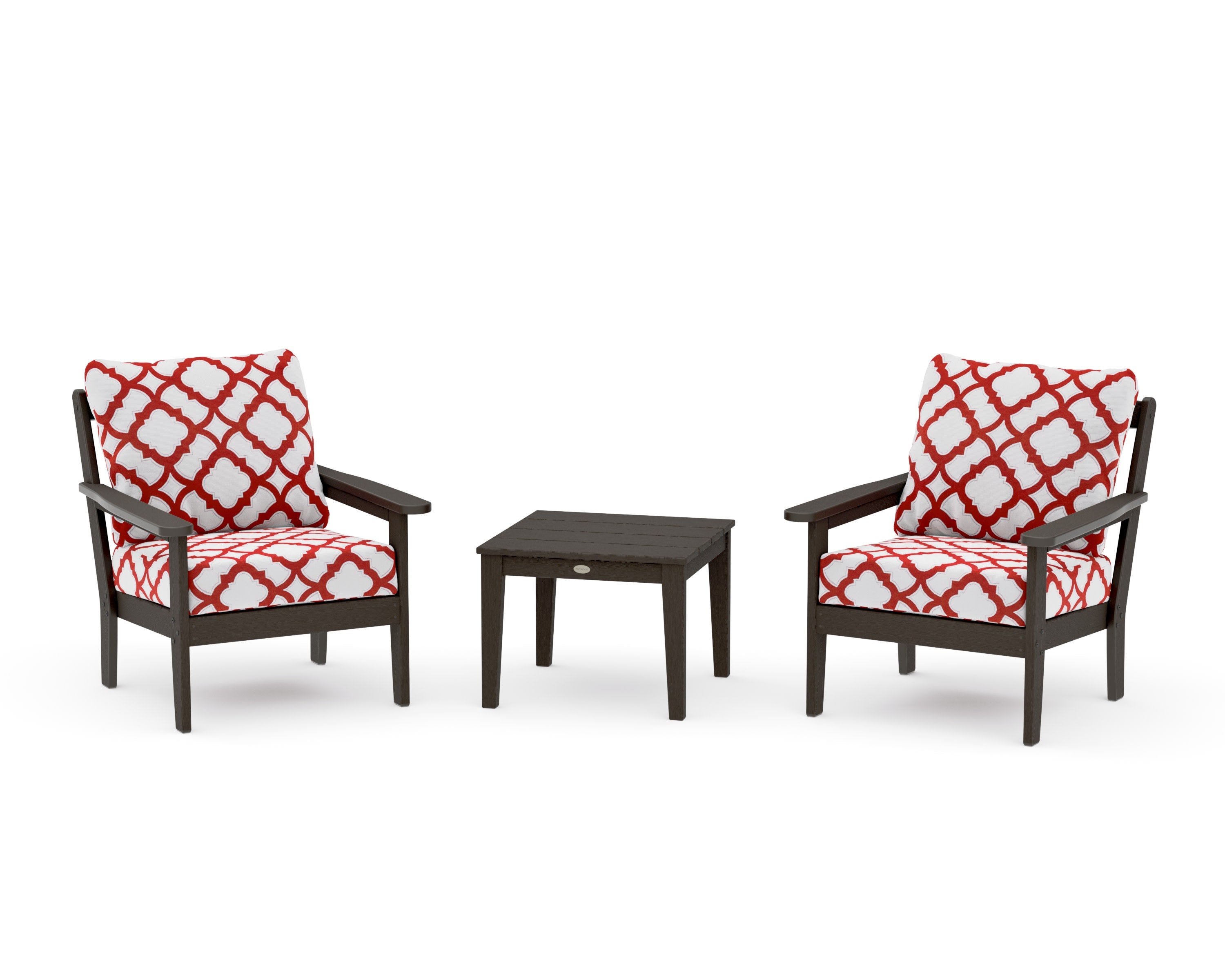 Cottage 3-Piece Deep Seating Set in Vintage Coffee / Trellis Crimson