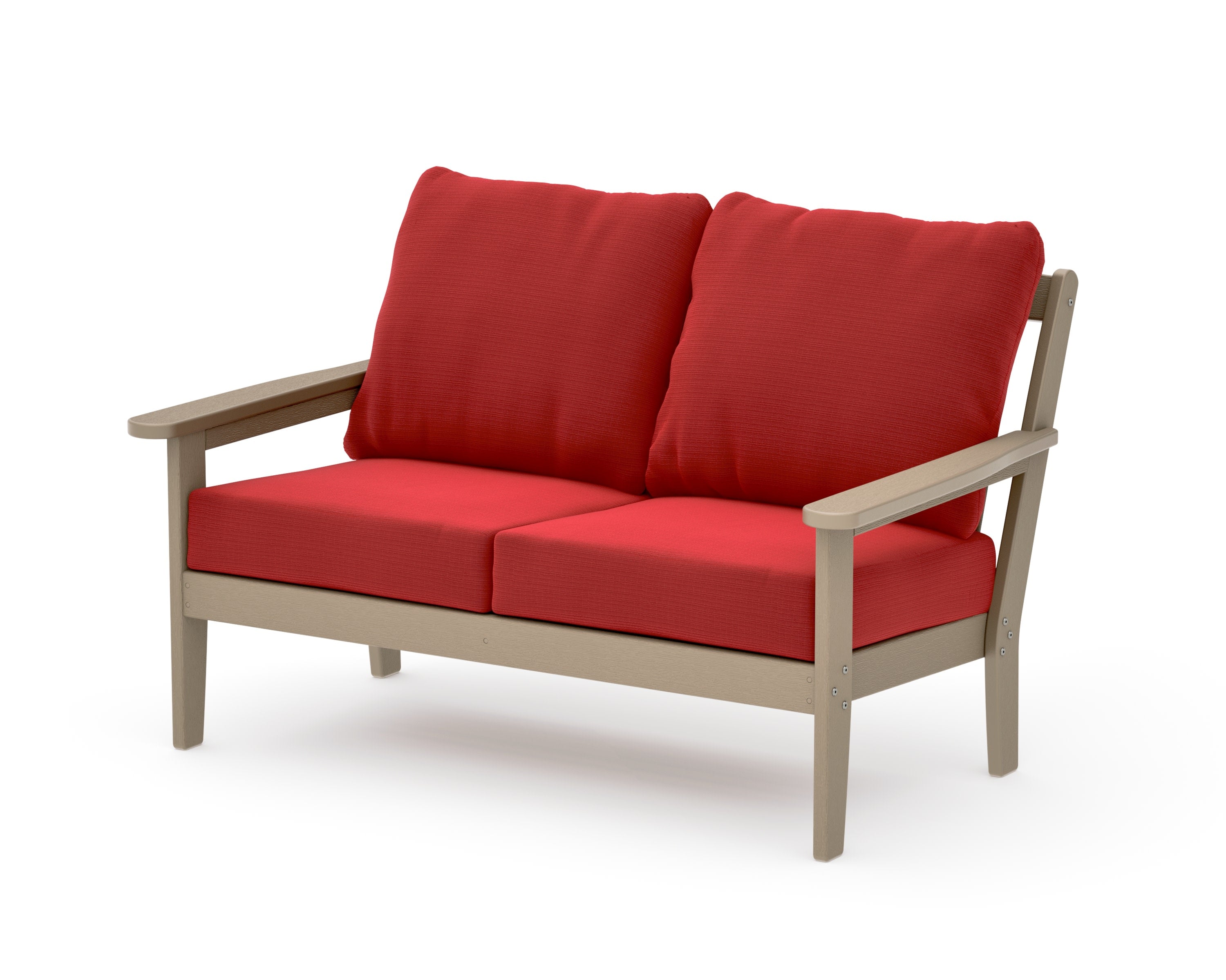 Cottage Deep Seating Loveseat in Vintage Sahara / Crimson Linen
