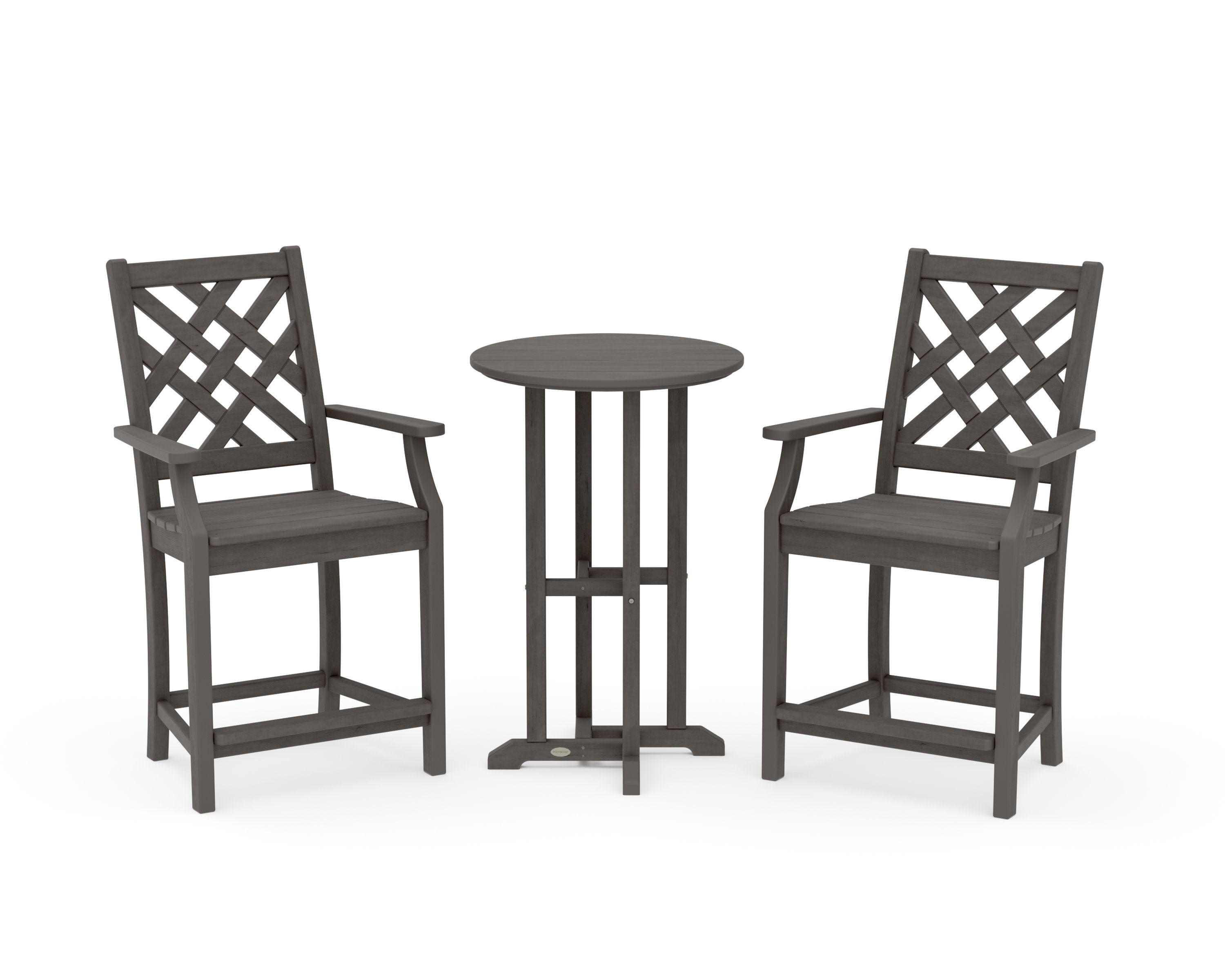 Wovendale 3-Piece Farmhouse Bistro Counter Set in Driftwood