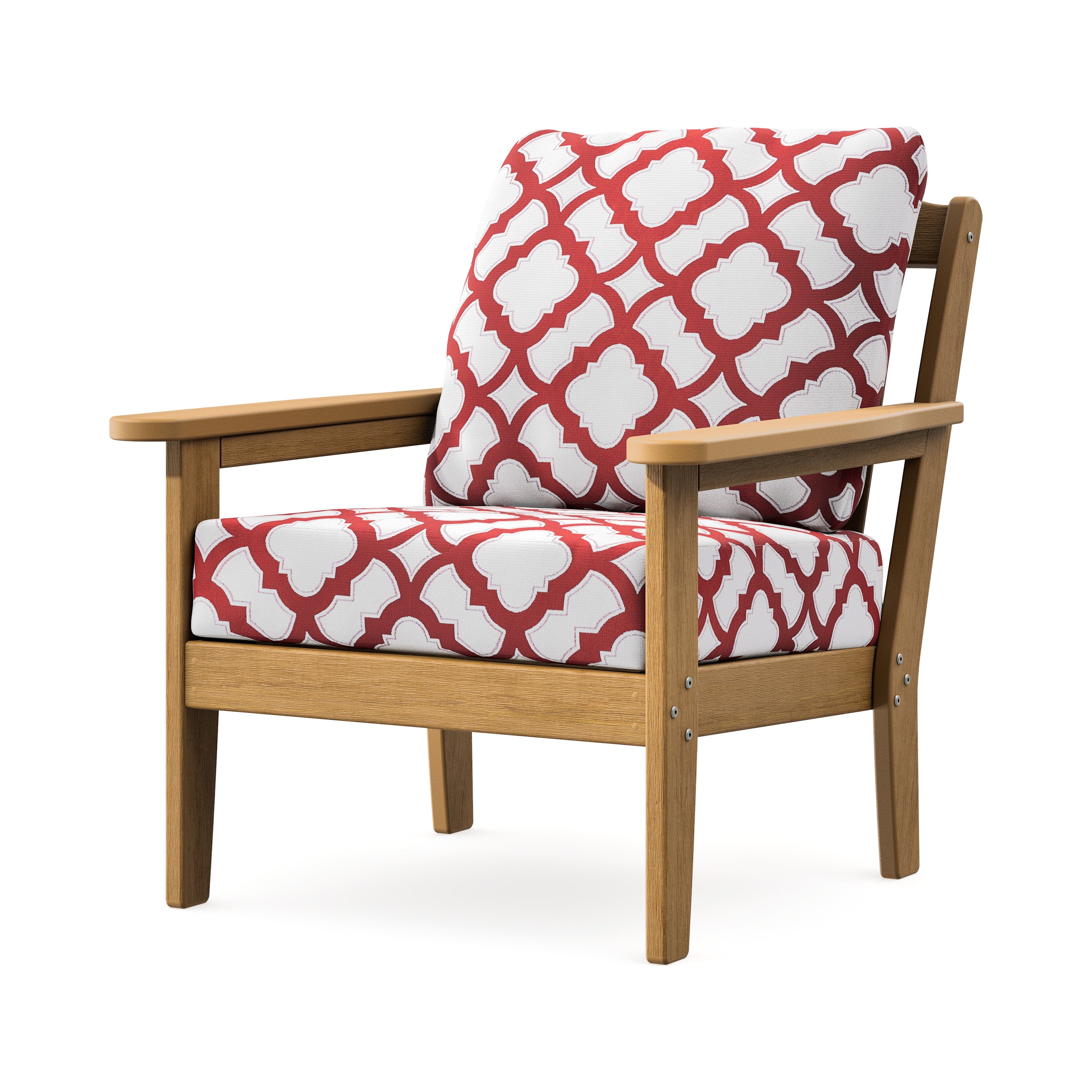 Cottage Deep Seating Chair in Natural / Trellis Crimson