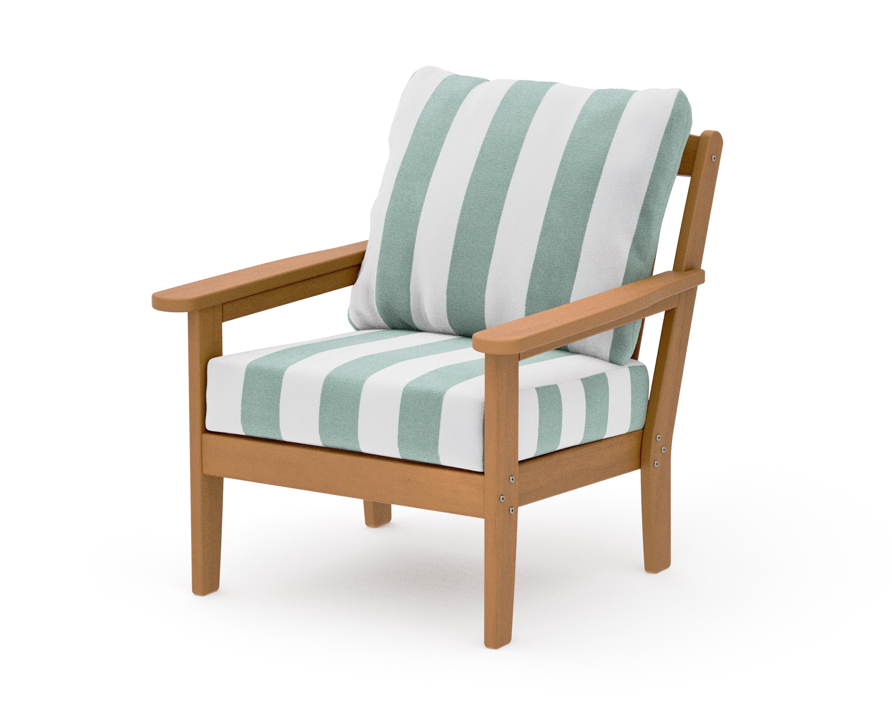 Cottage Deep Seating Chair in Natural / Cabana Stripe Glacier Spa