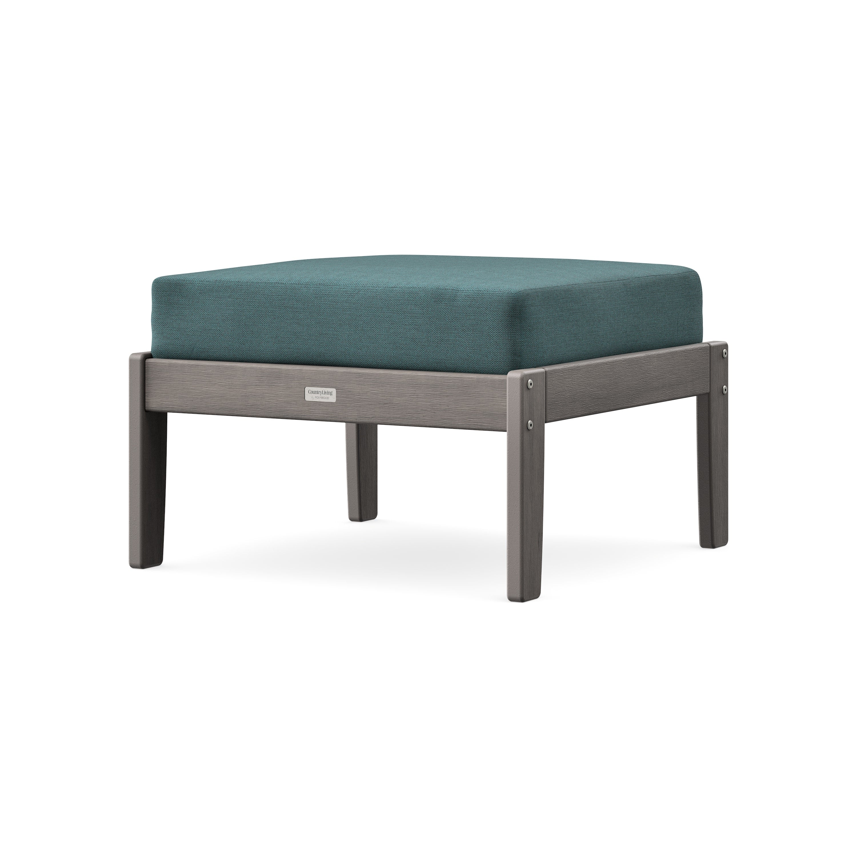 Cottage Deep Seating Ottoman in Driftwood / Ocean Teal