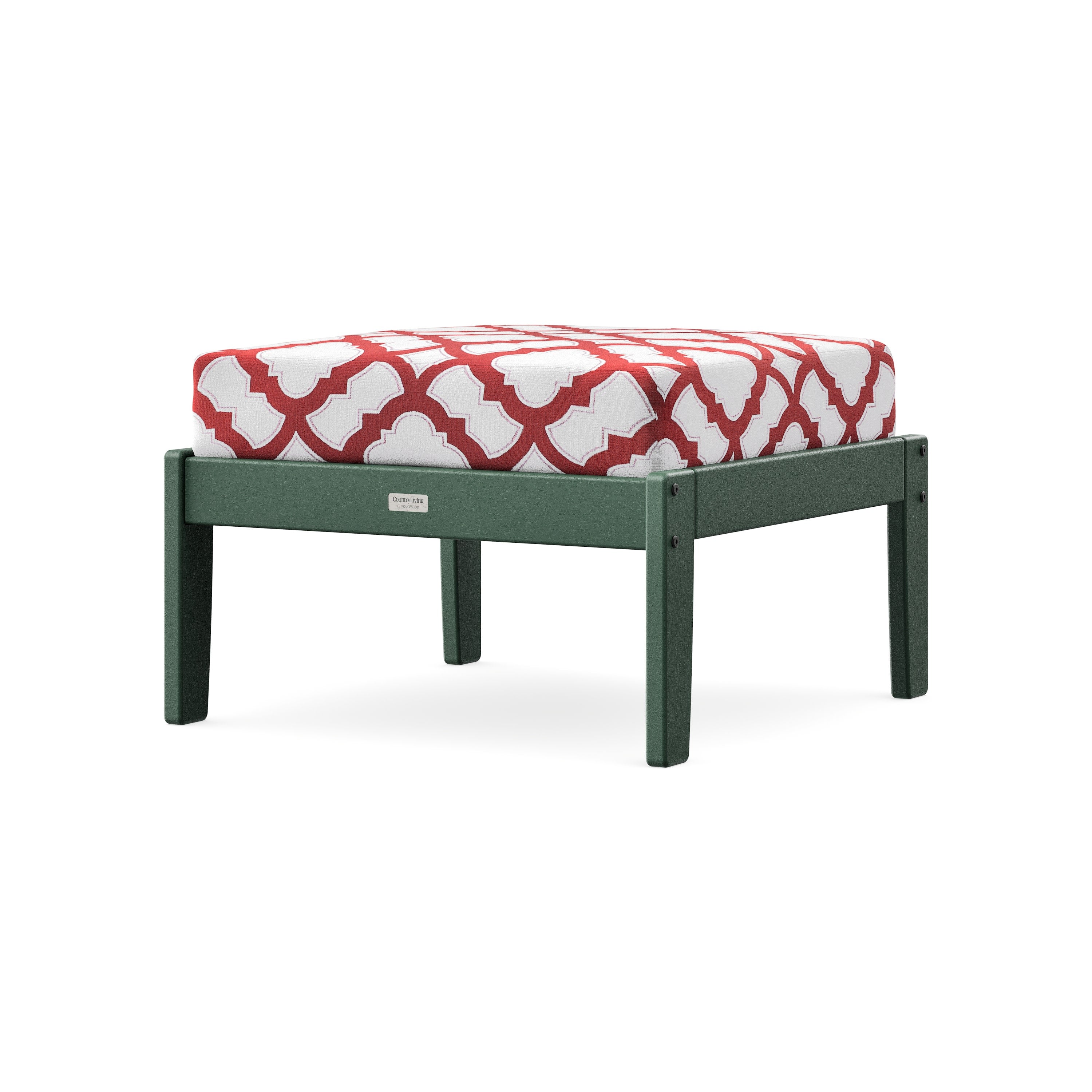 Cottage Deep Seating Ottoman in Green / Trellis Crimson