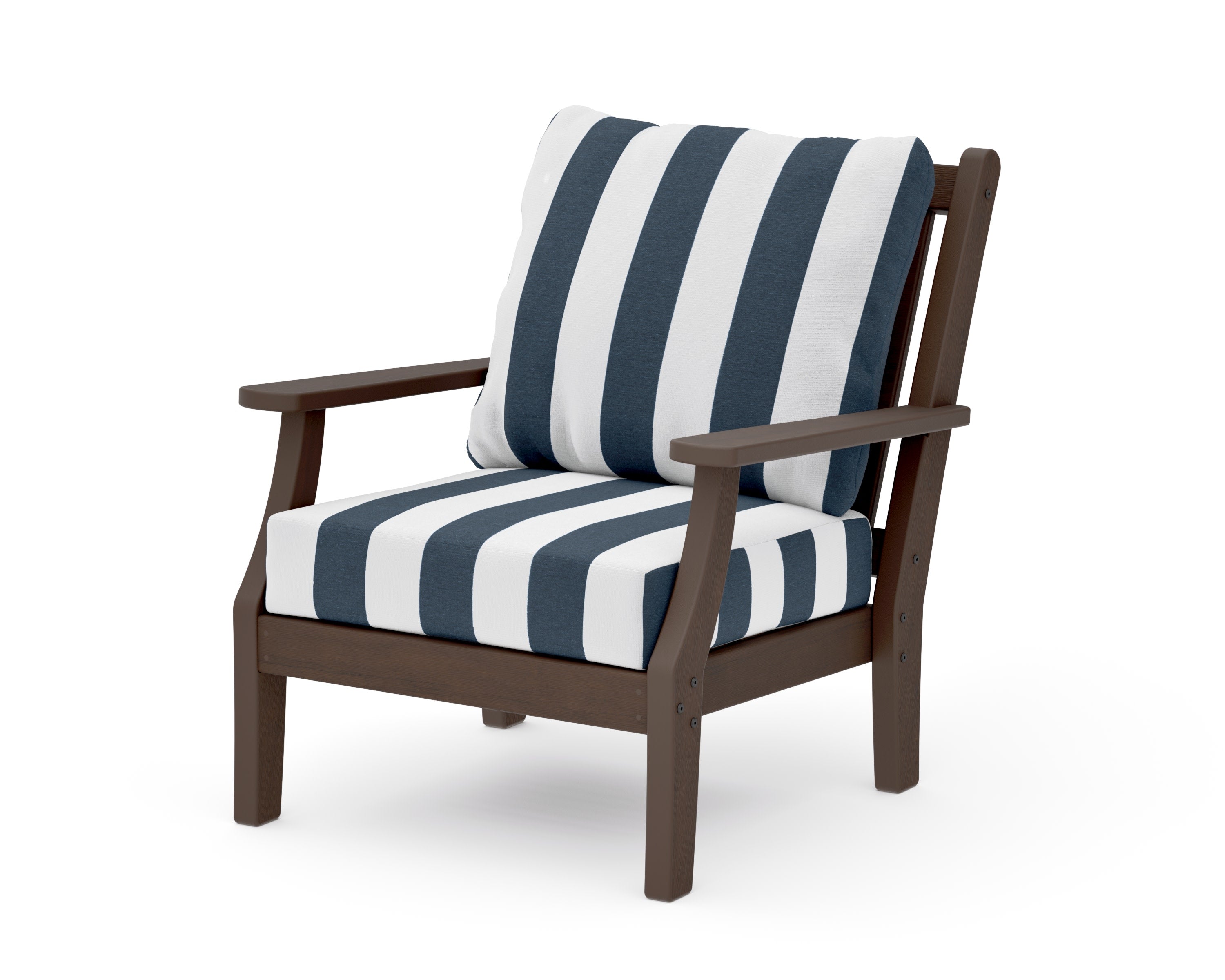 Wovendale Deep Seating Chair in Kona / Cabana Stripe Marine Indigo