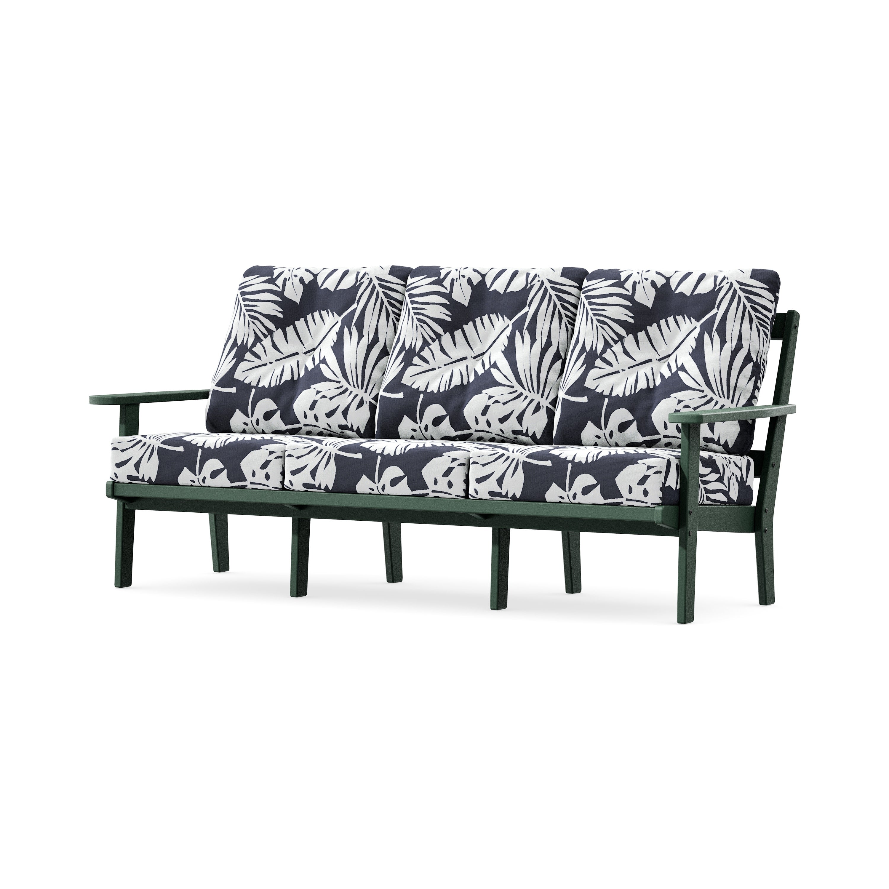 PrairieDeep Seating Sofa in Green / Leaf Navy
