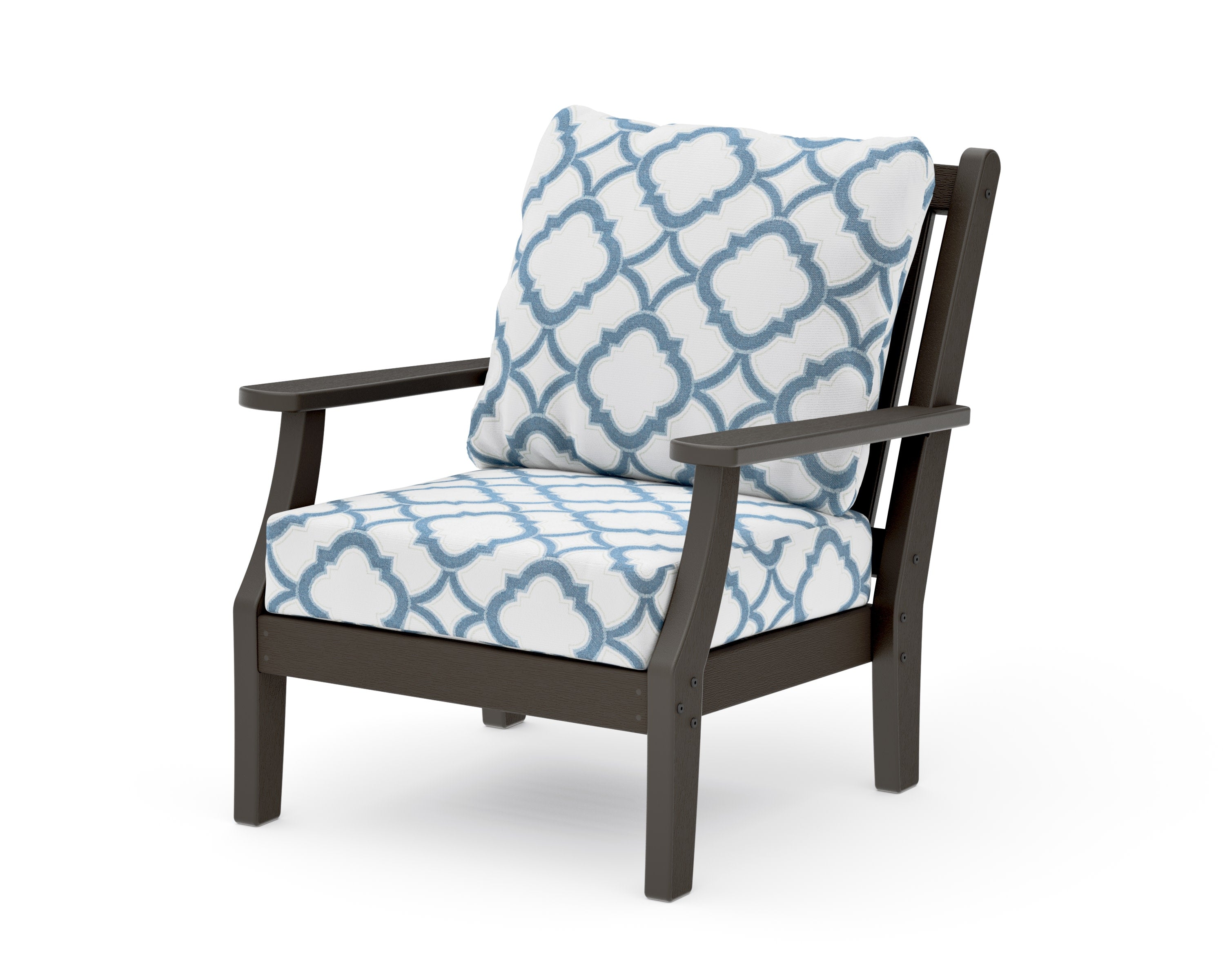 Wovendale Deep Seating Chair in Vintage Coffee / Trellis Sky Blue