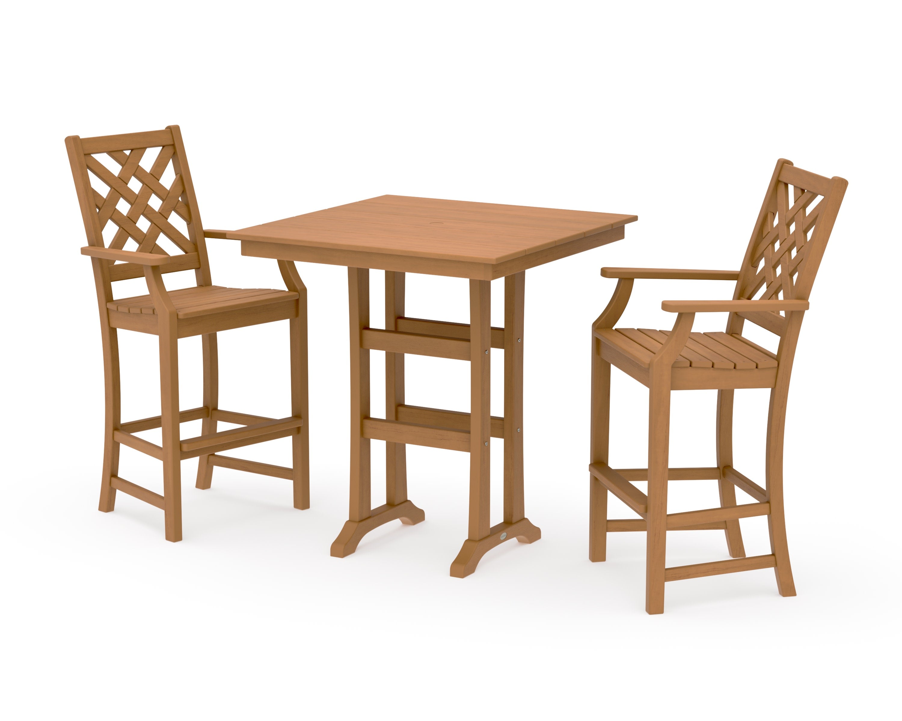 Wovendale 3-Piece Farmhouse Bar Set with Trestle Legs in Natural