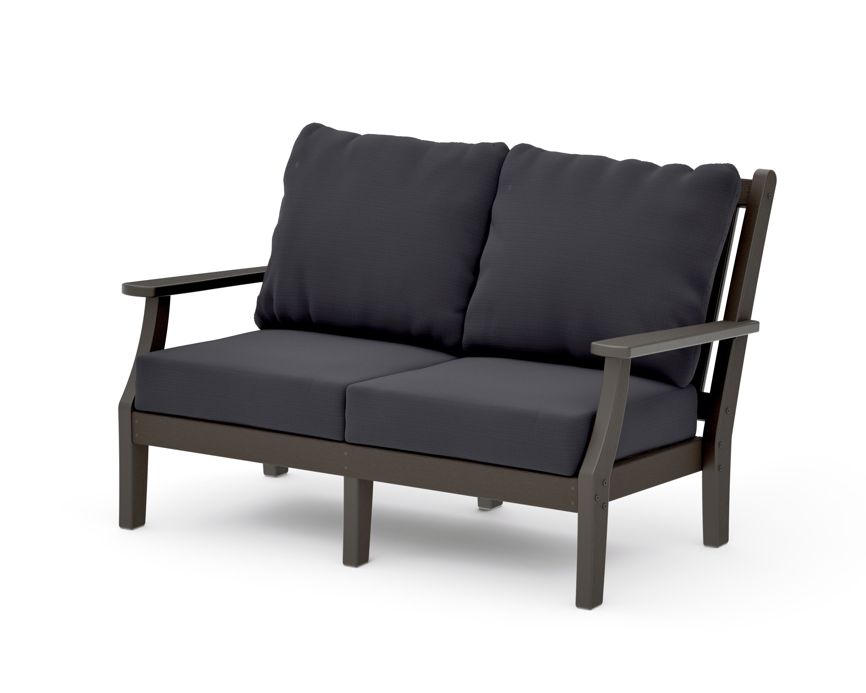 Wovendale Deep Seating Loveseat in Vintage Coffee / Midnight Linen