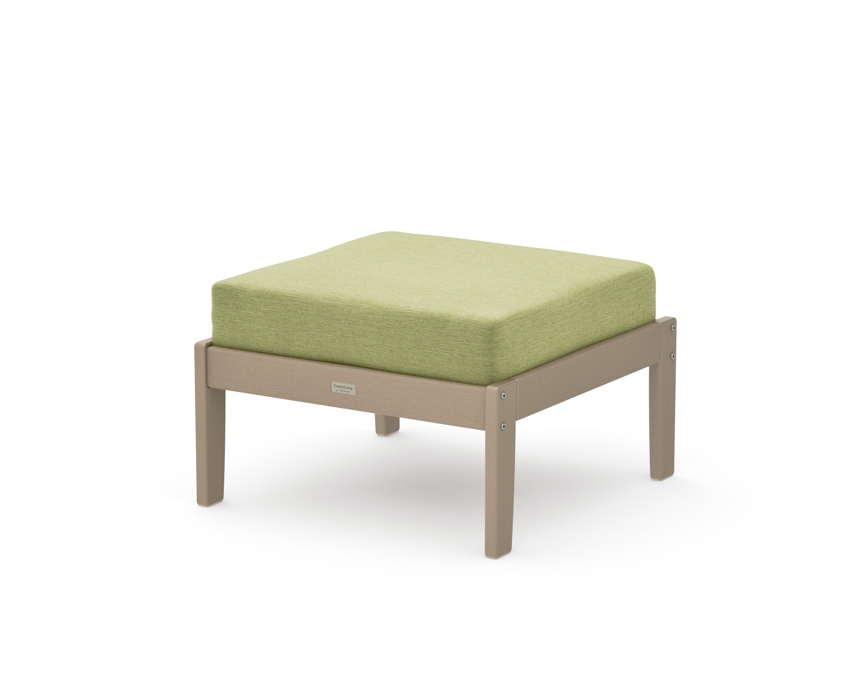 Cottage Deep Seating Ottoman in Vintage Sahara / Chartreuse Boucle