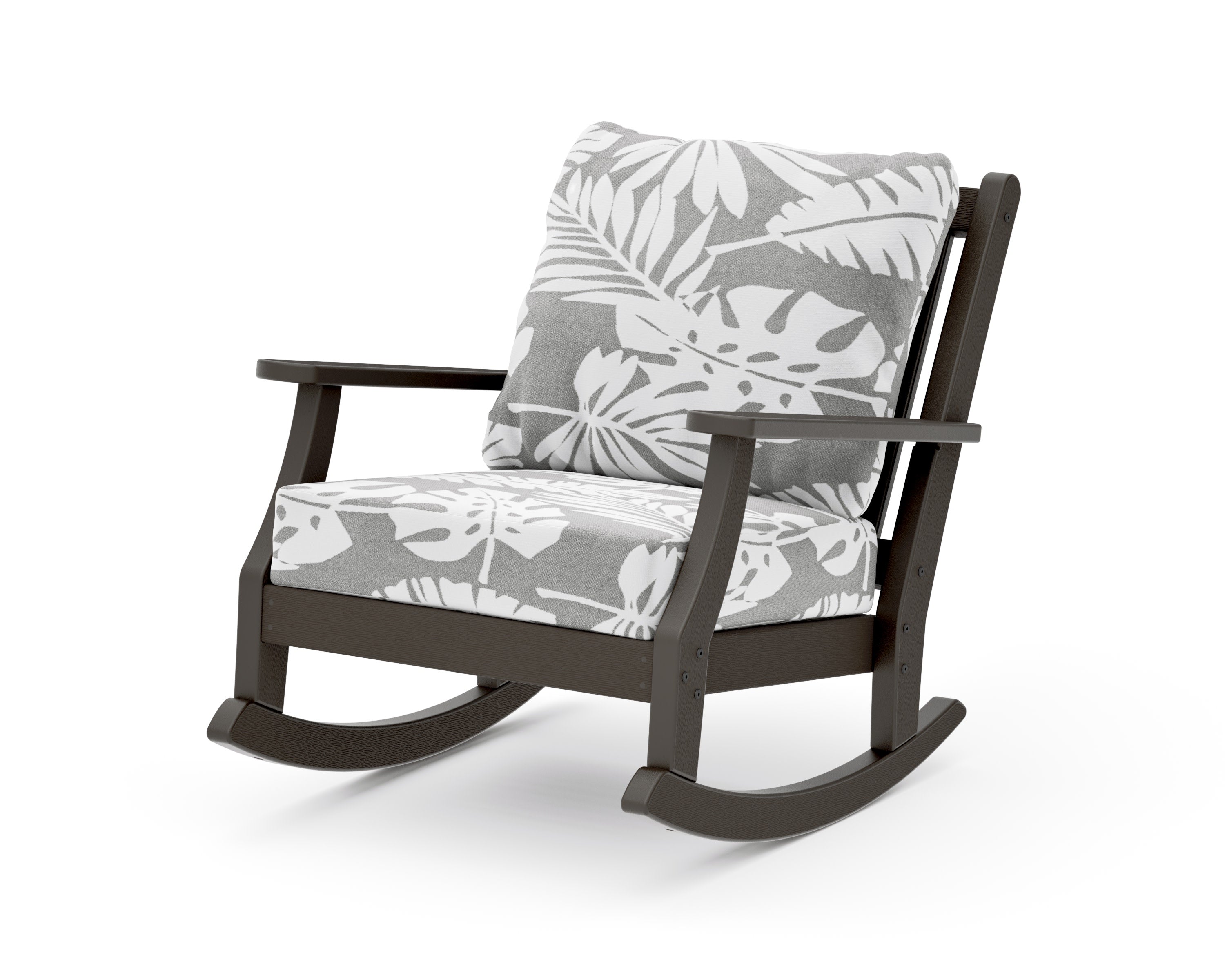 Wovendale Deep Seating Rocking Chair in Vintage Coffee / Leaf Grey Mist