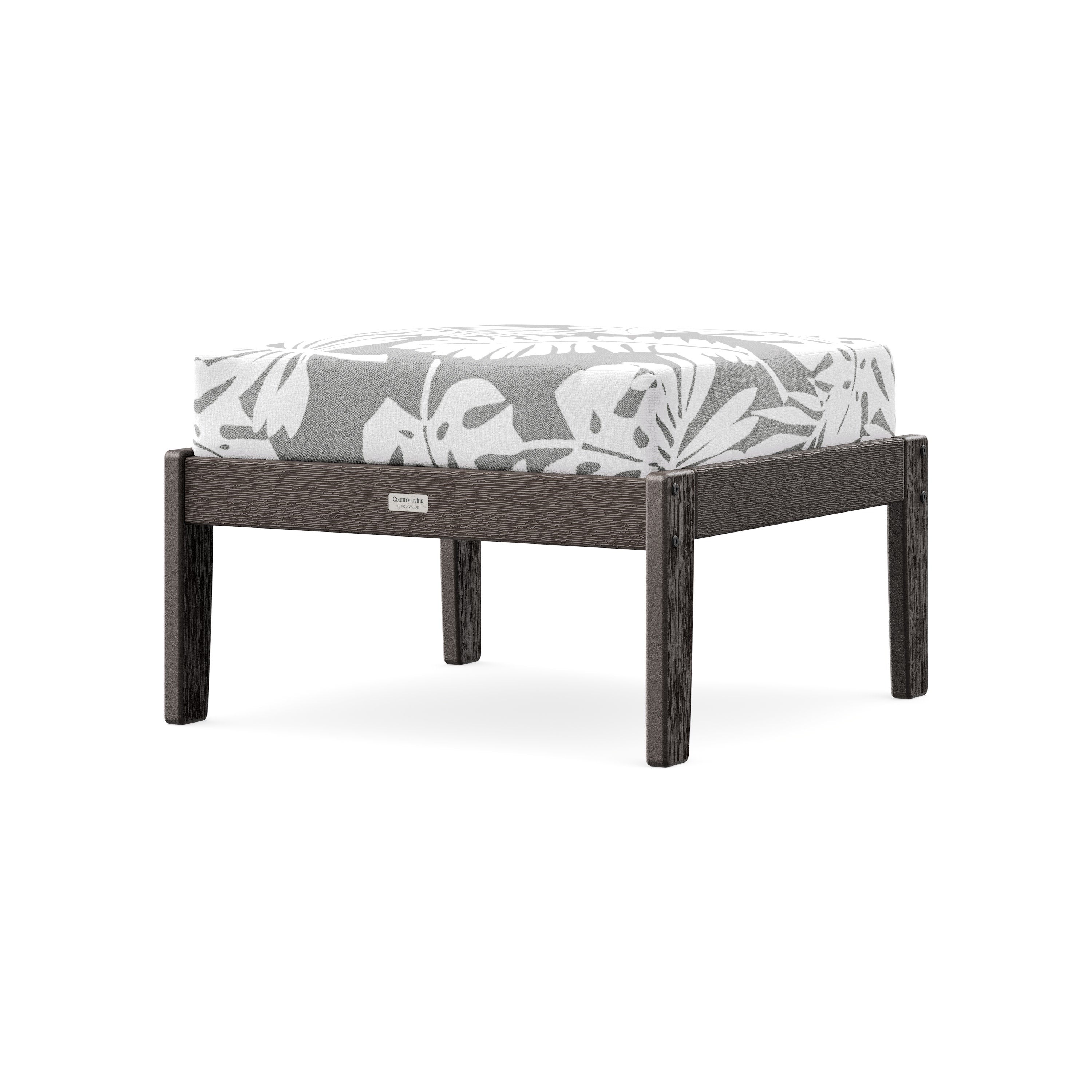 Cottage Deep Seating Ottoman in Vintage Coffee / Leaf Grey Mist