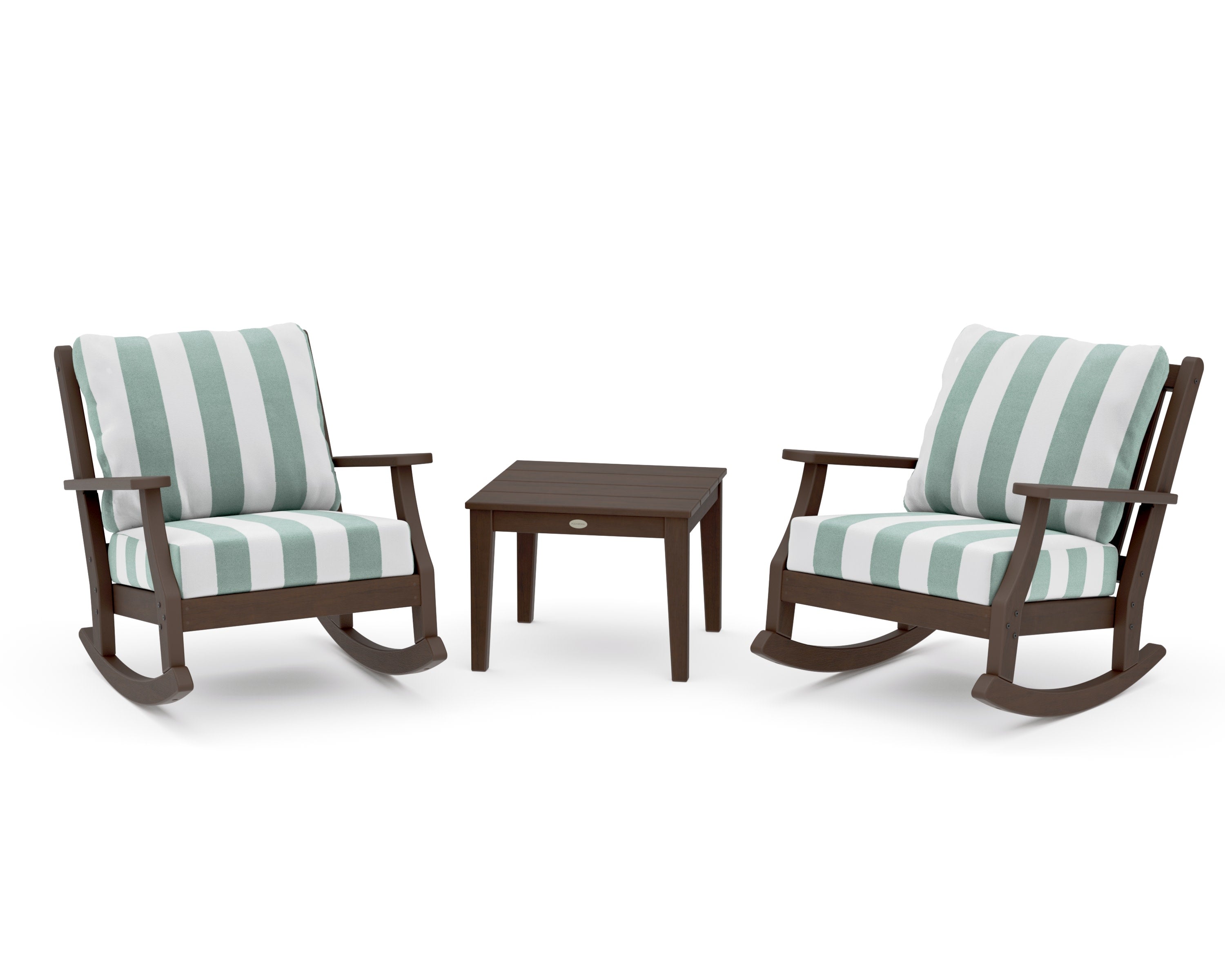 Wovendale 3-Piece Deep Seating Rocker Set in Kona / Cabana Stripe Glacier Spa