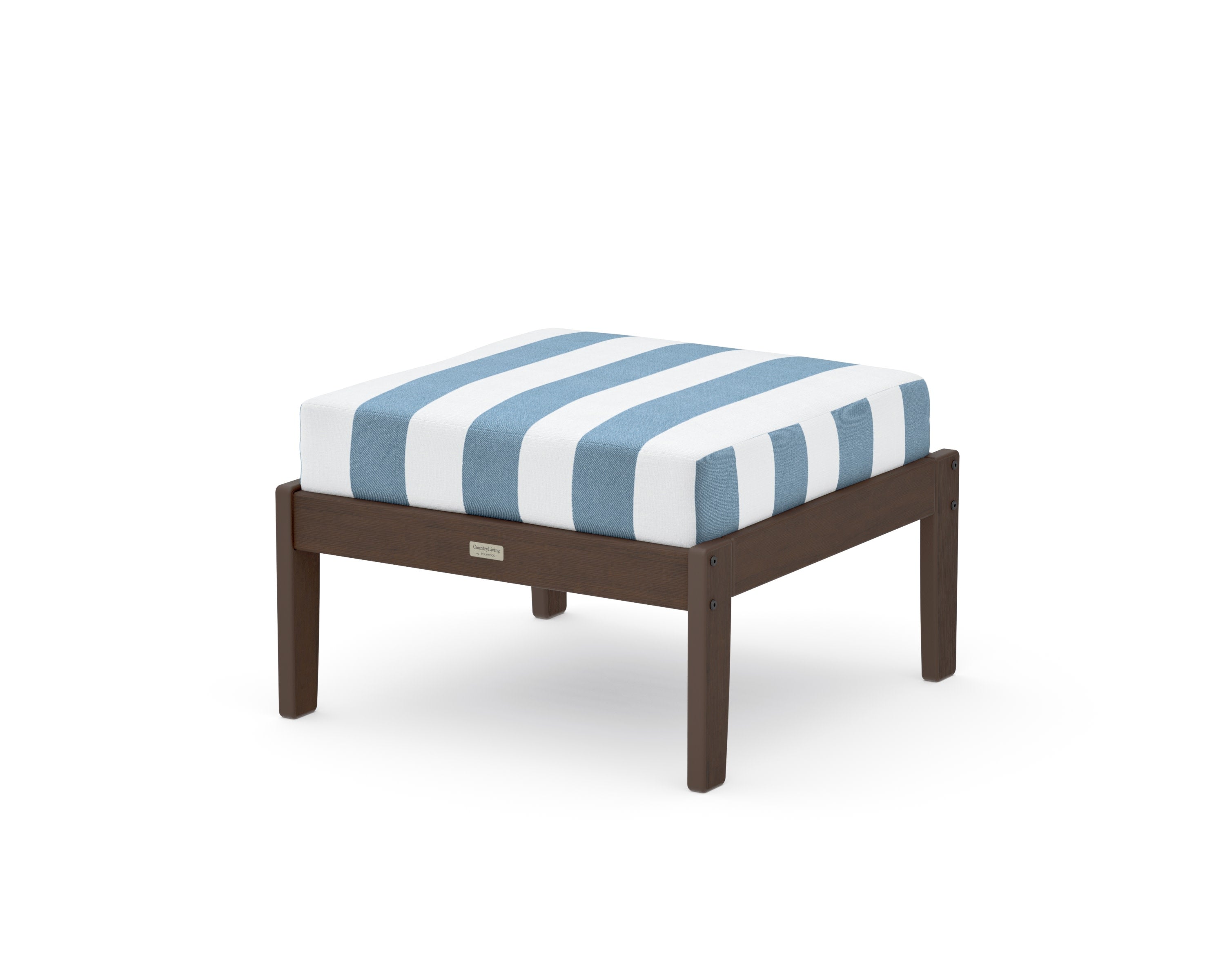 Cottage Deep Seating Ottoman in Kona / Cabana Stripe Sky Blue