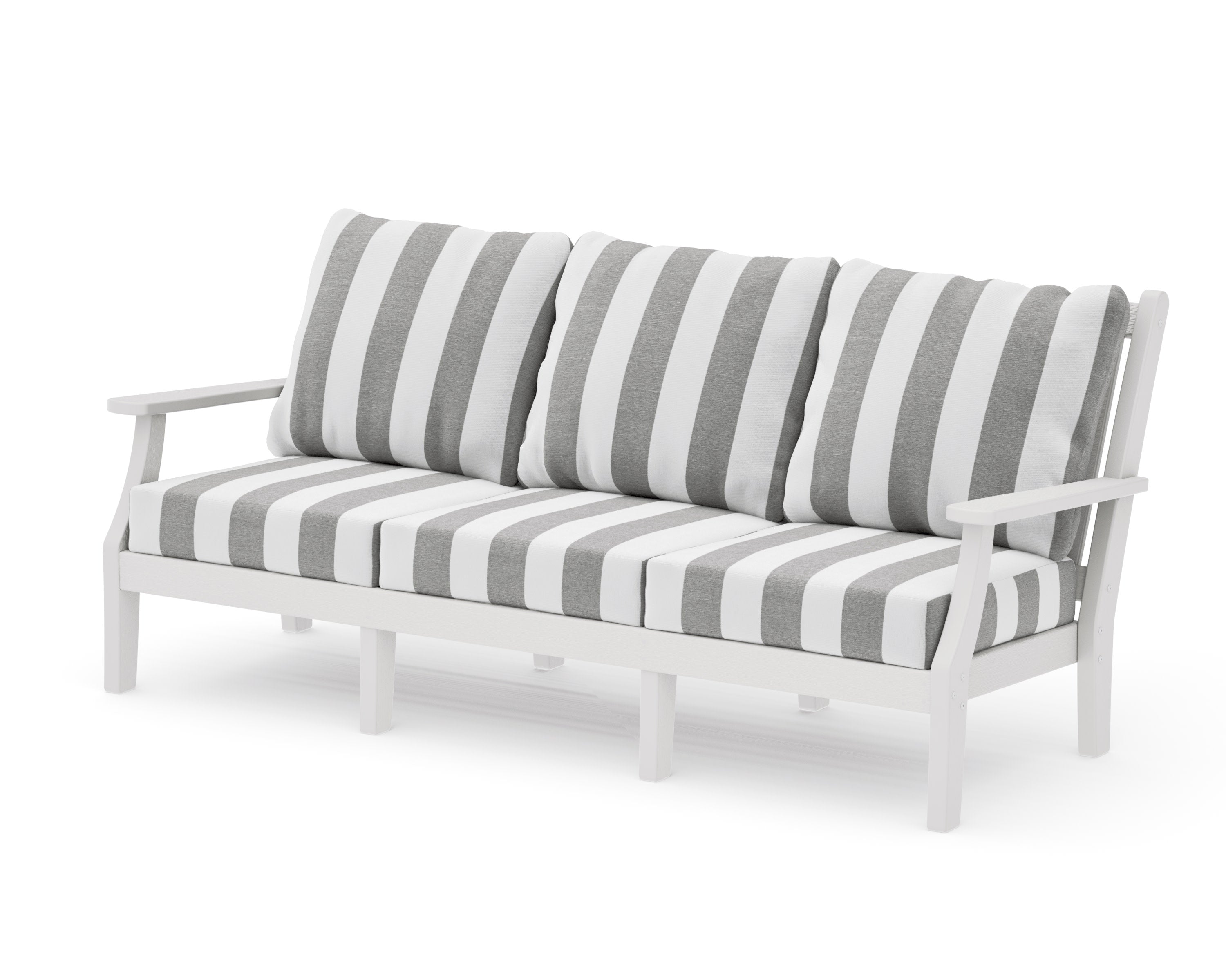 Wovendale Deep Seating Sofa in Vintage White / Cabana Stripe Grey Mist